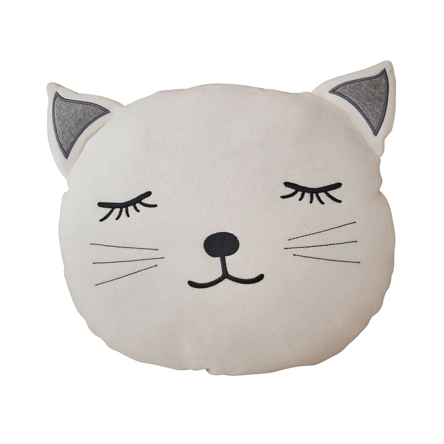 Coussin Junari Coussin décoratif en forme de chat en coton crème, doux et confortable pour chambre d'enfant