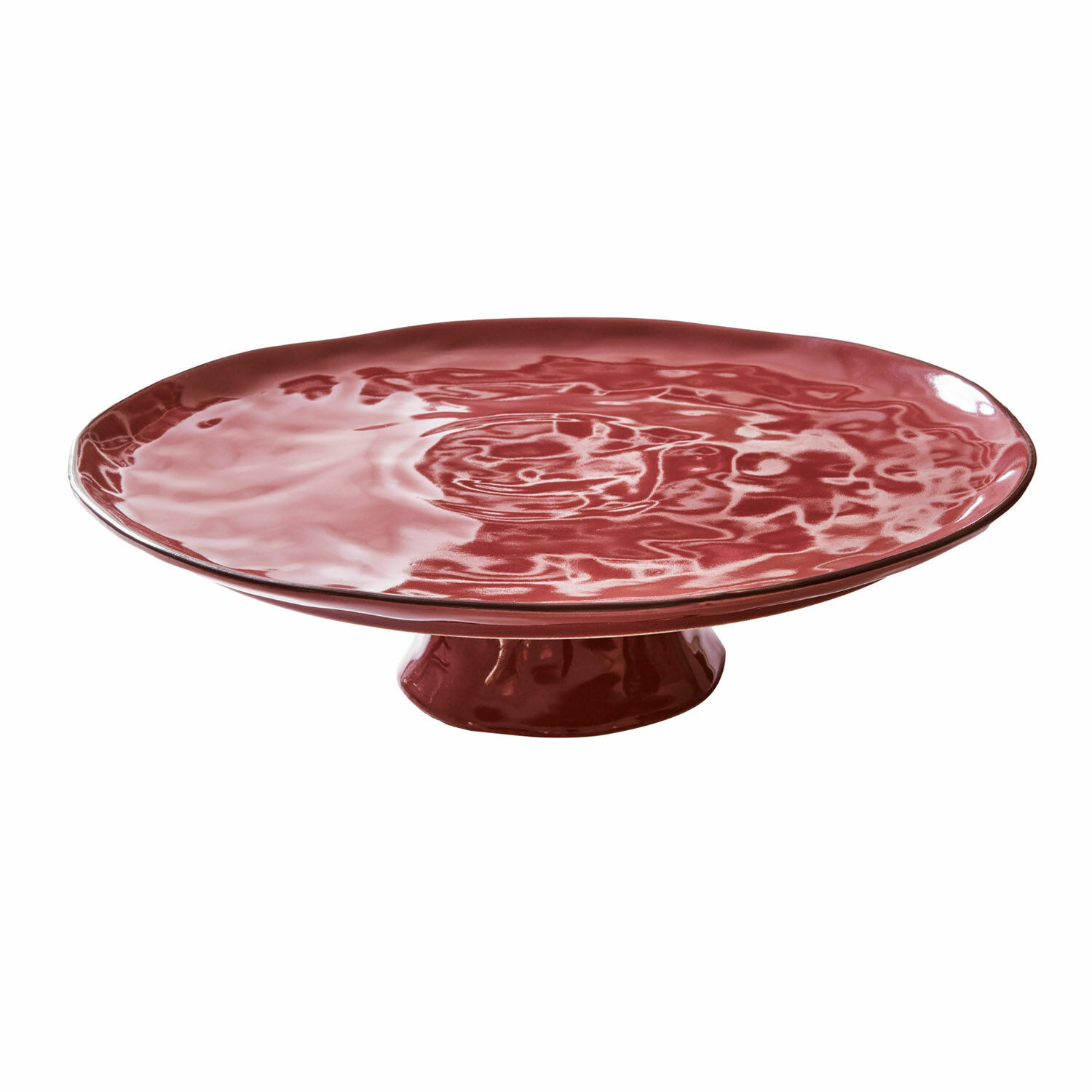 rood Rode keramische Biarritz schaal met onregelmatig oppervlak, decoratieve taartplateau