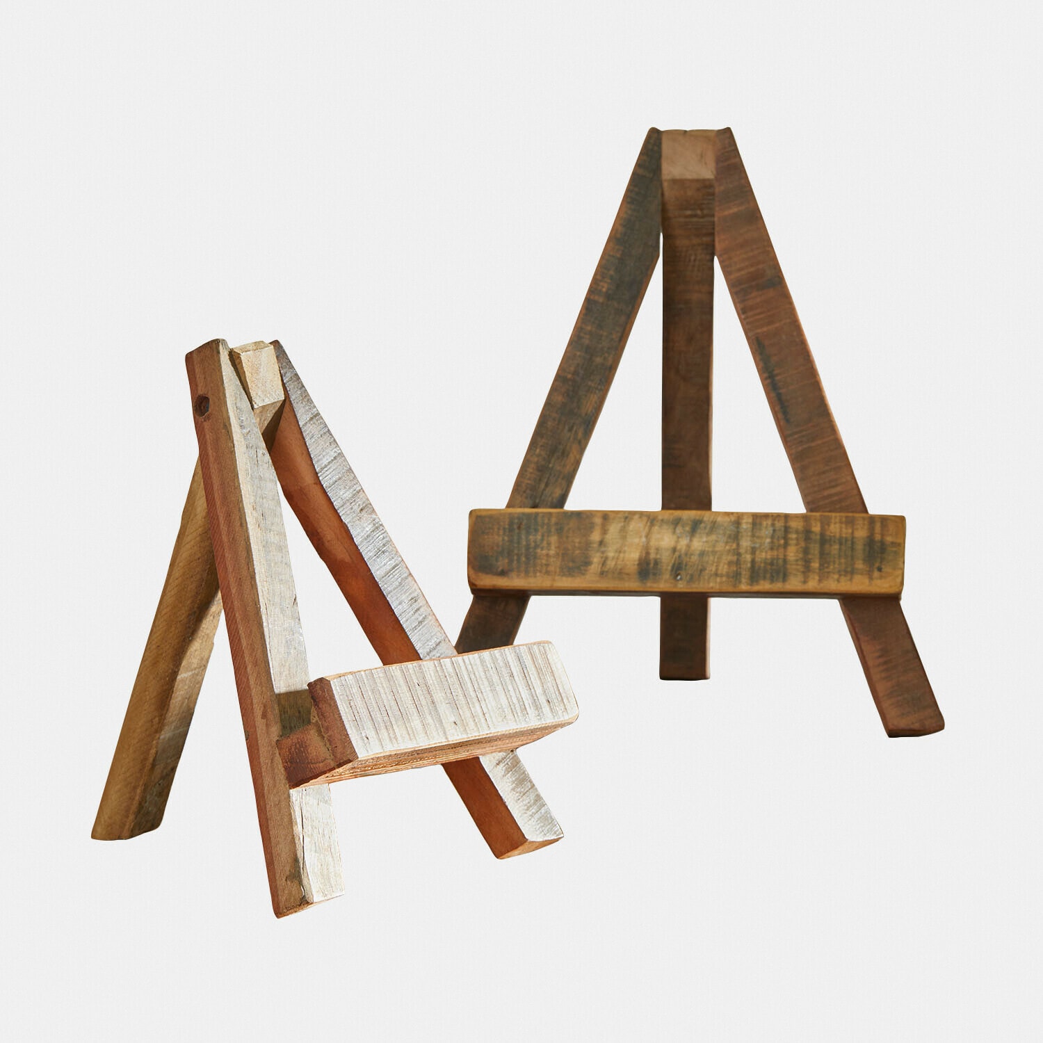Lot de 2 chevalets pour photos Valerosas Chevalets en bois naturel et blanc, supports pratiques pour cadres et décorations