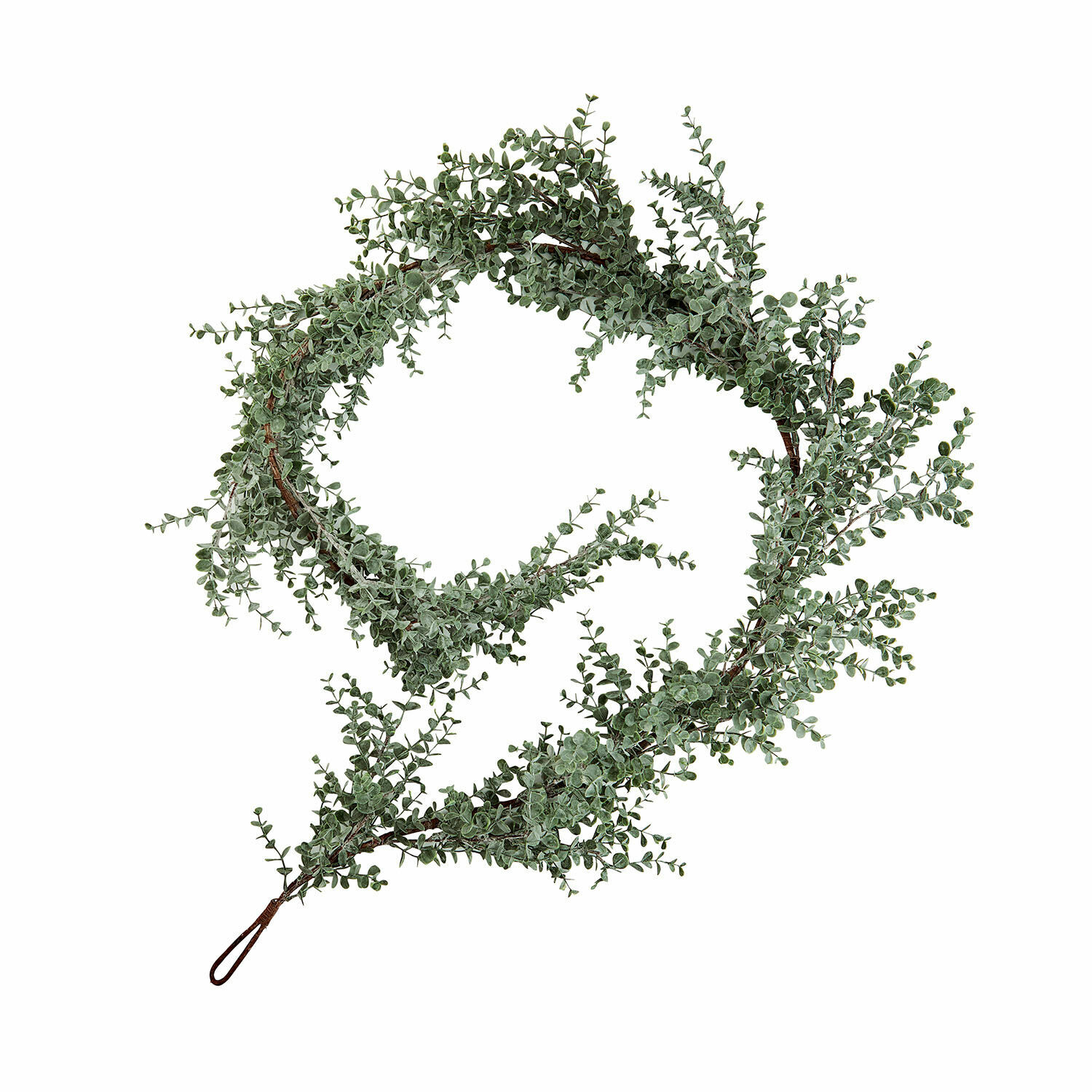 Guirlande Valerie Decoratieve krans van groene eucalyptusbladeren op bruine basis voor interieurdecoratie