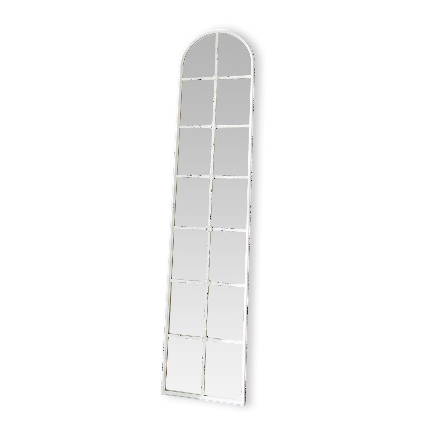 Miroir Westmor Miroir étroit et haut avec cadre métallique blanc et divisions rectangulaires décoratives