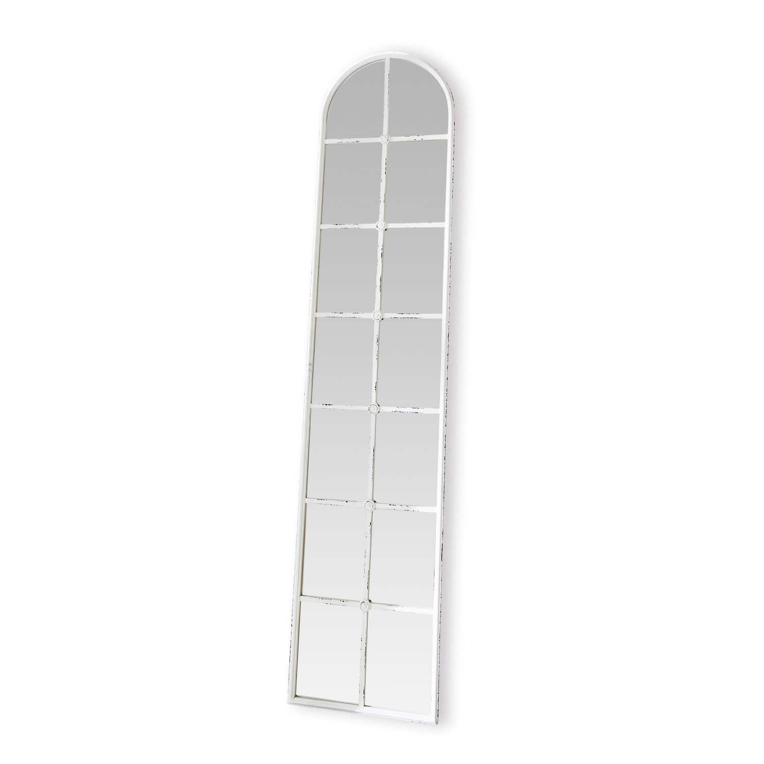 Miroir Westmor Miroir étroit et haut avec cadre métallique blanc et divisions rectangulaires décoratives