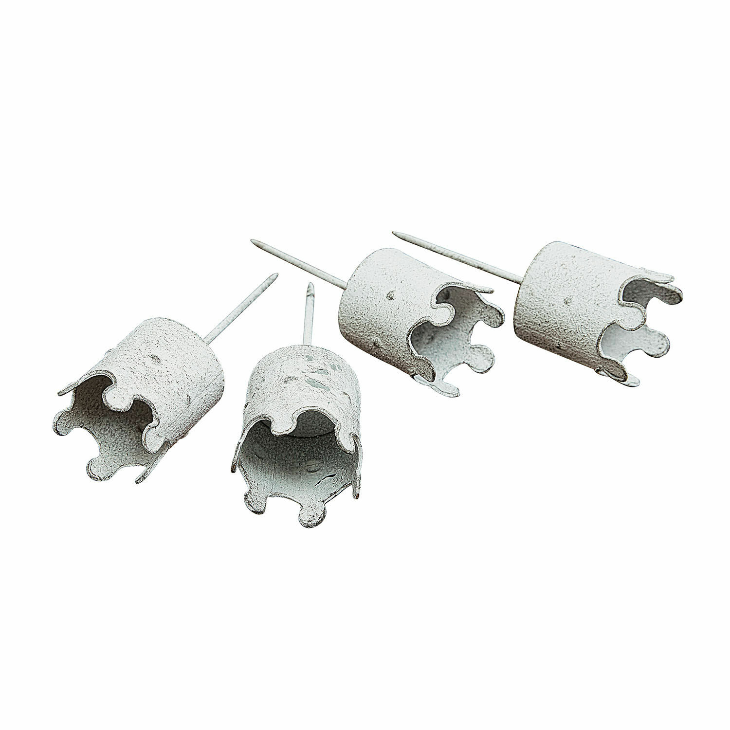 Insteekwindlicht set van 4 Venezia Set van vier grijze metalen spijkers met decoratieve uiteinden voor tuindecoratie