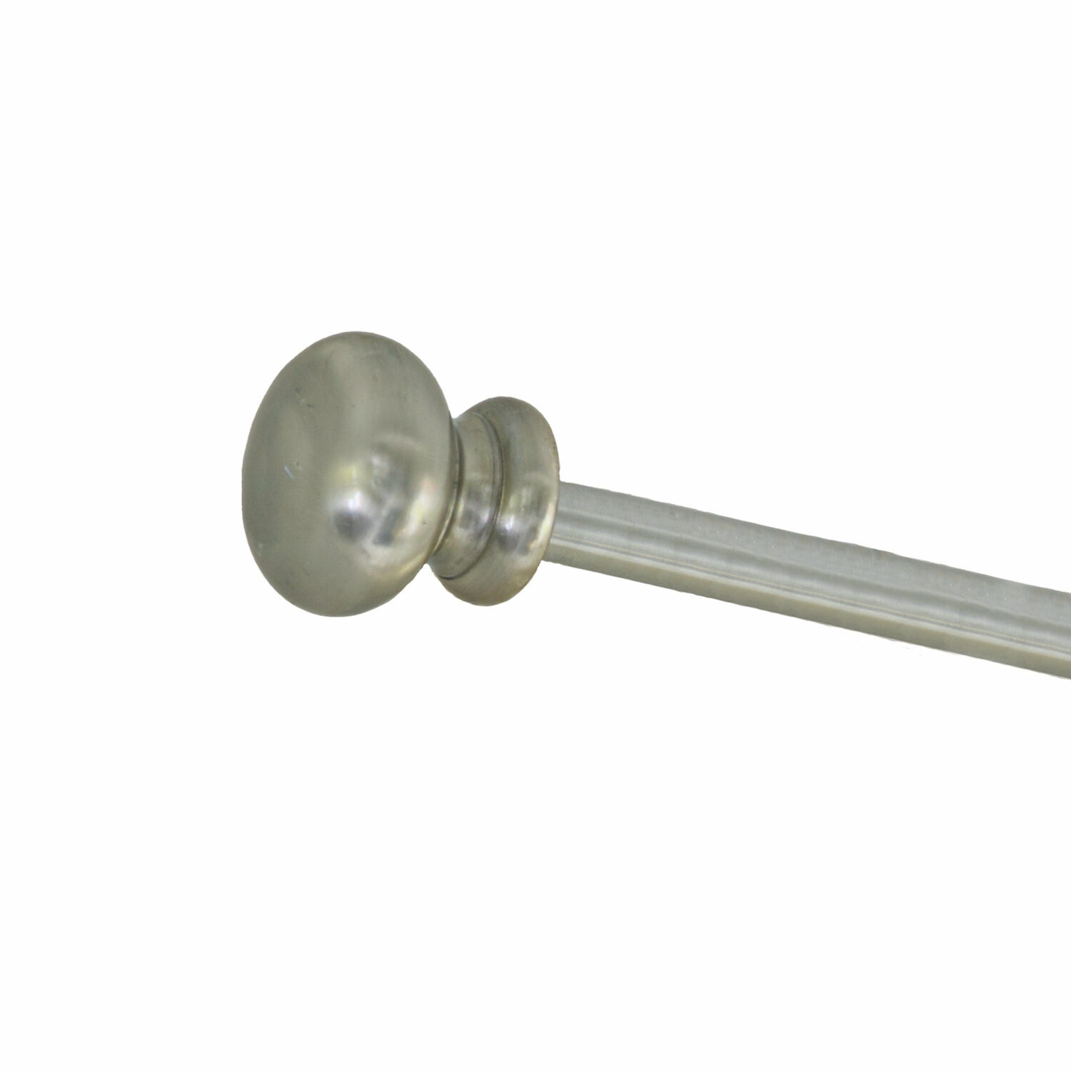 zilverkleurig Zilverkleurige metalen gordijnroede Henderson met ronde eindknop voor het ophangen van gordijnen