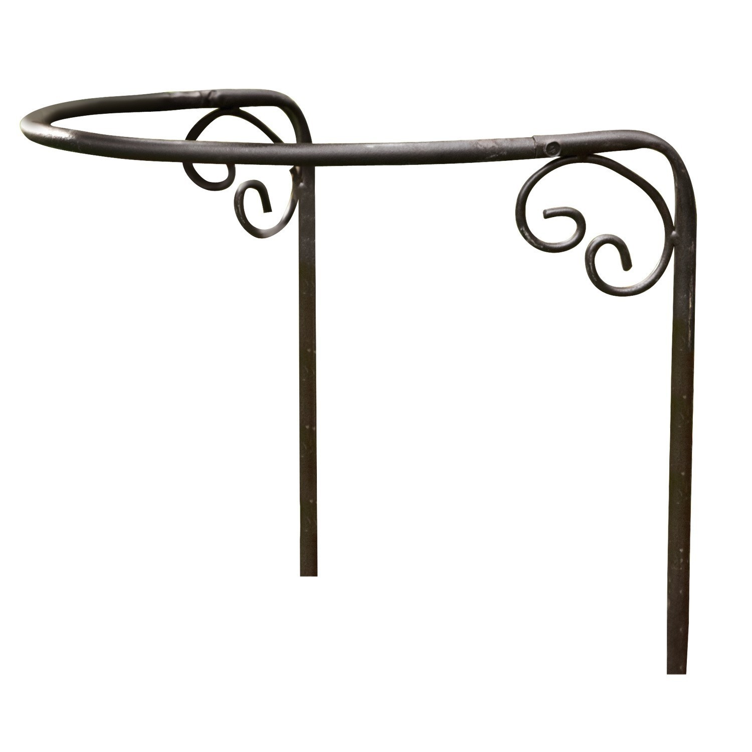 Rozensteun Cunfin Zwarte metalen plantenstandaard met sierlijke krullen voor tuin of balkon