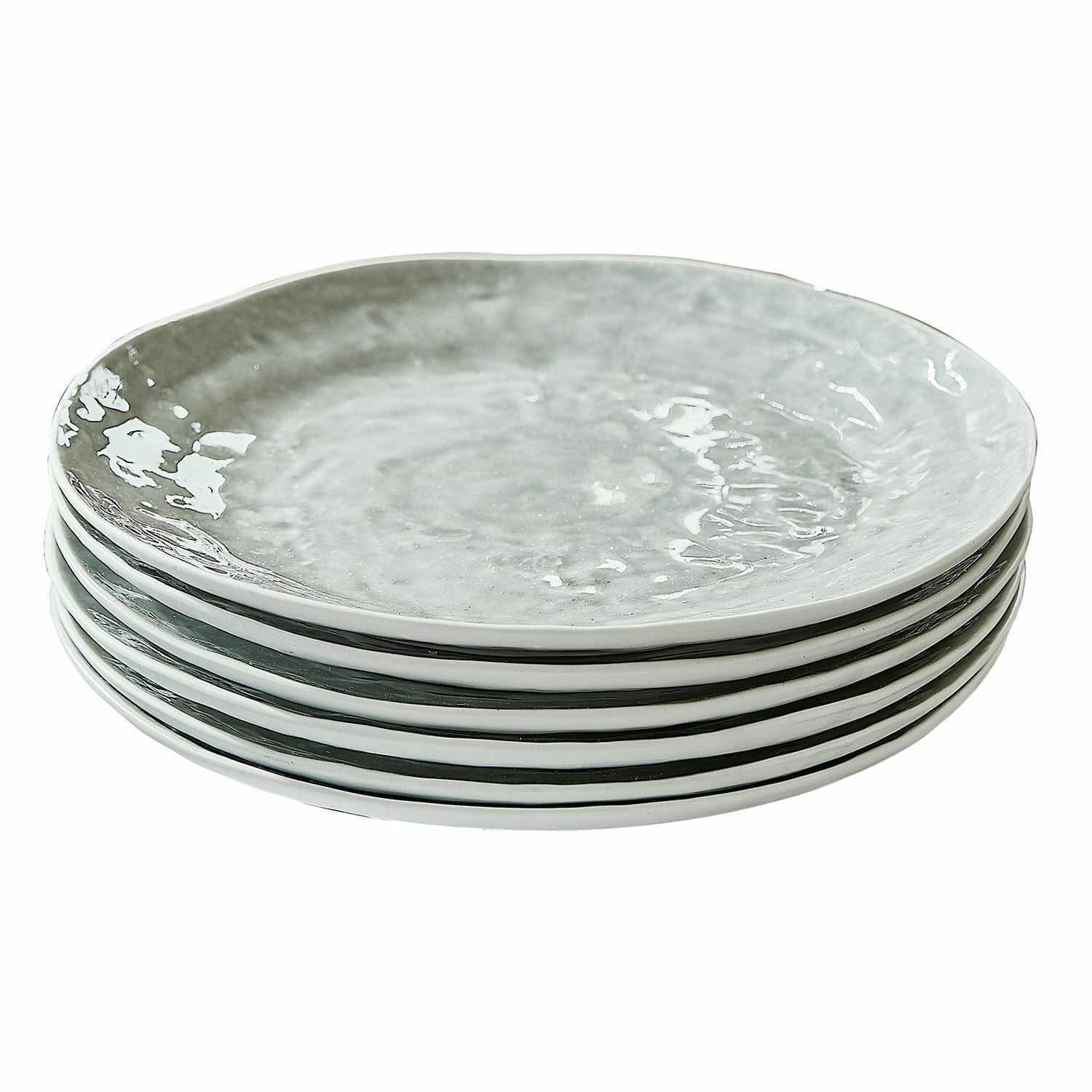 Lot de 6 assiettes Braganza Ensemble de six assiettes en céramique grise avec texture irrégulière et finition mate pour la table