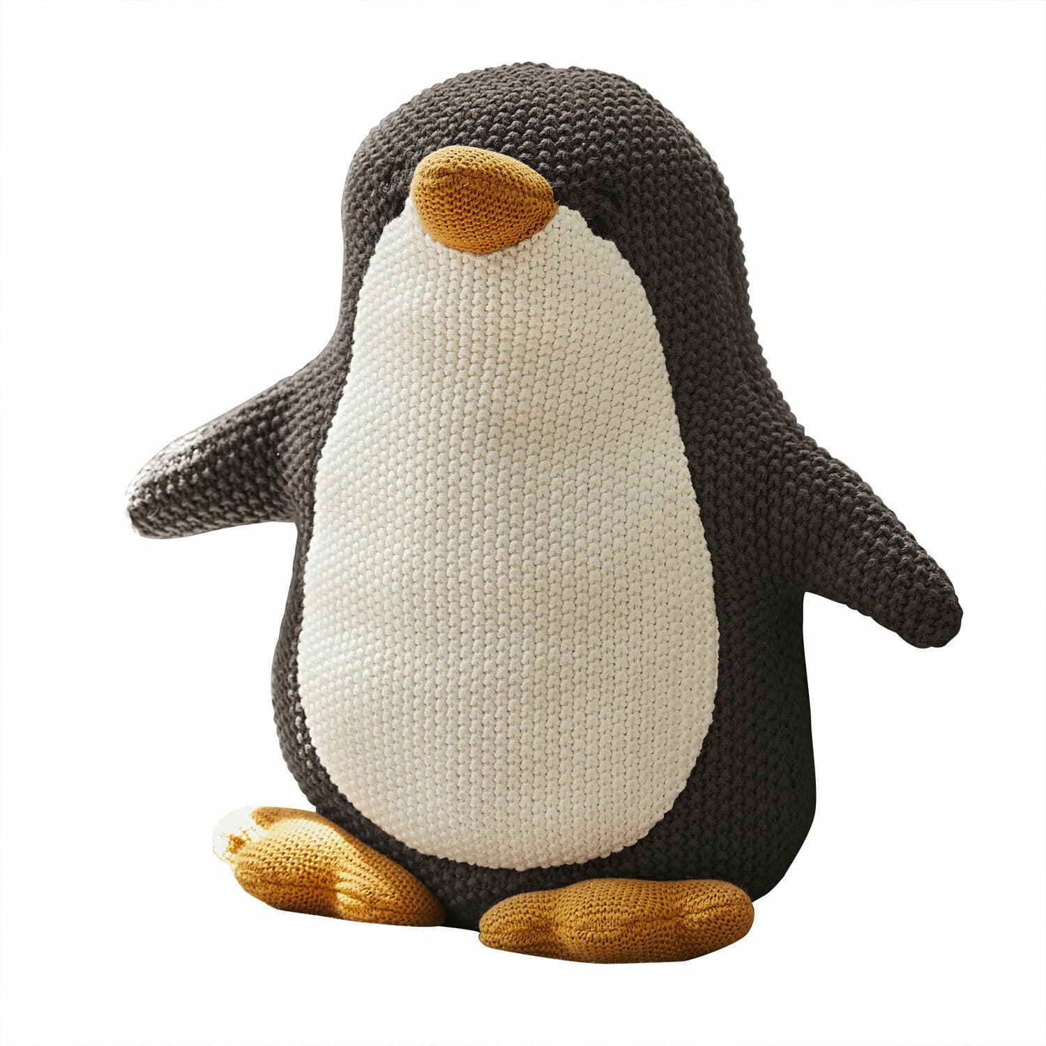 Peluche Jocienne Peluche pingouin noir et blanc avec nez et pattes jaunes, jouet doux pour enfants