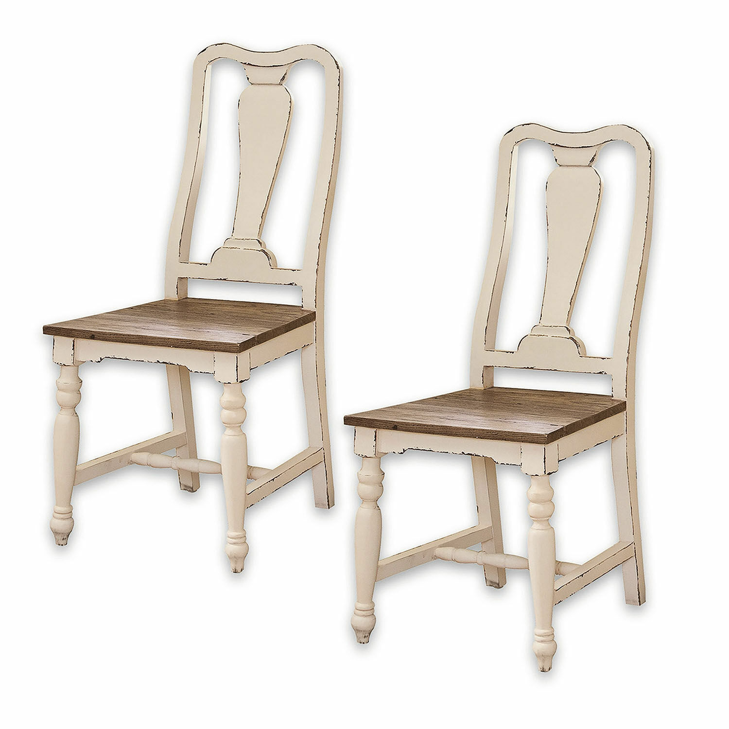 Lot de 2 chaises Harold Paire de chaises en bois vintage avec cadre beige et assise marron pour salle à manger