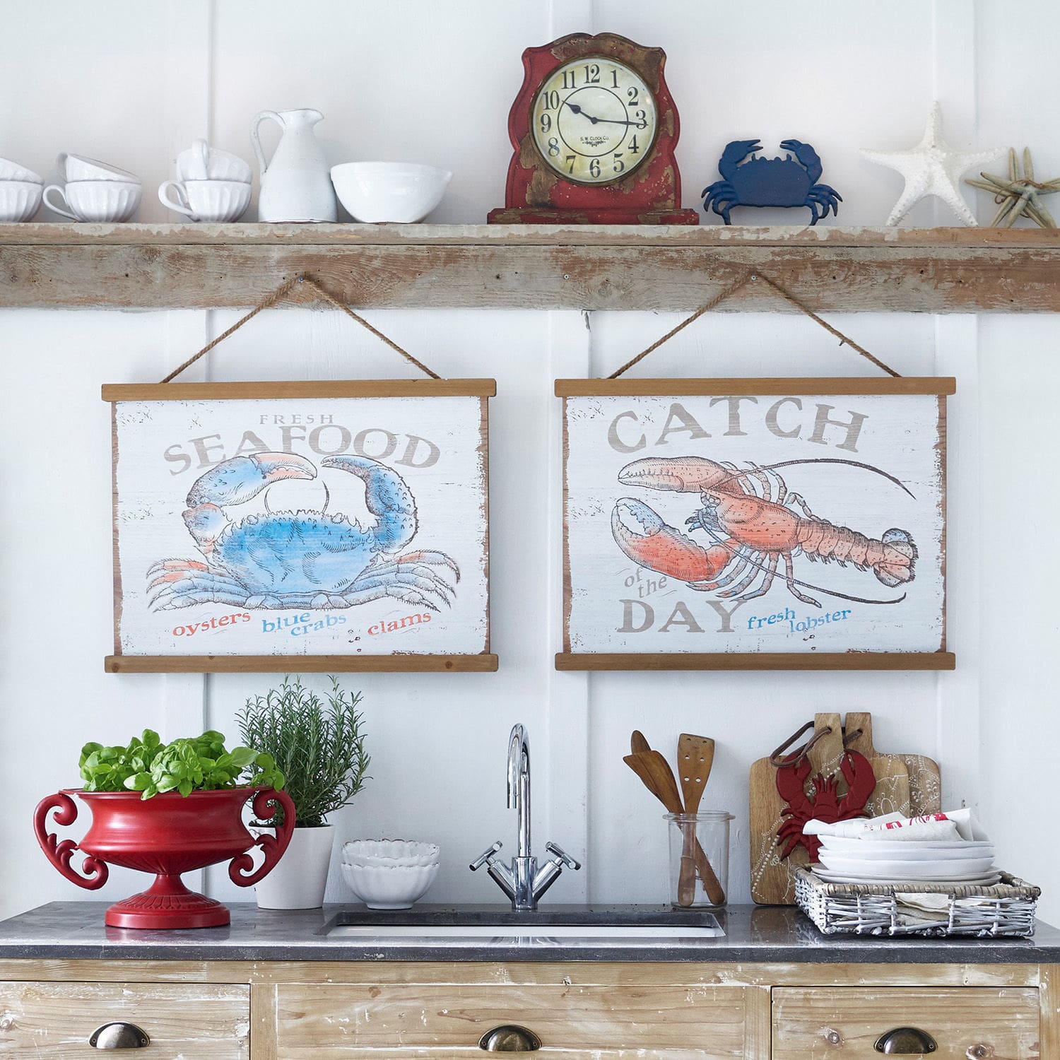 Lot de 2 panneaux décoratifs Crustacean