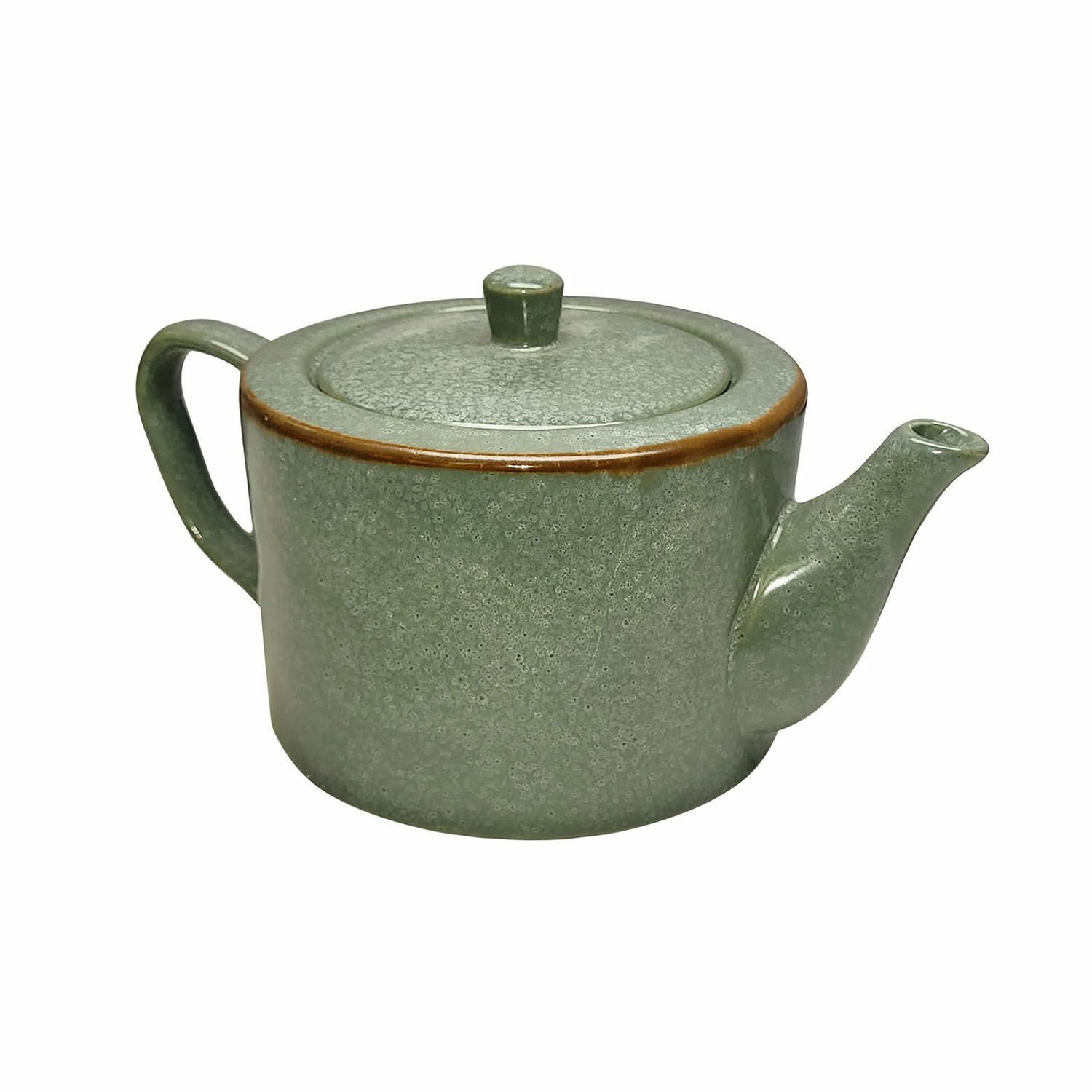 turquoise/bruin Keramische theepot Biarritz in turquoise en bruin met rustiek design
