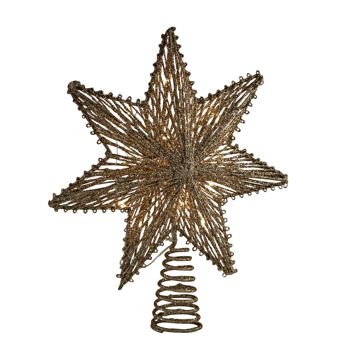 Décoration de sapin LED Amarosas Étoile dorée en fil métallique avec éclairage LED, décoration de sapin de Noël pour le sommet