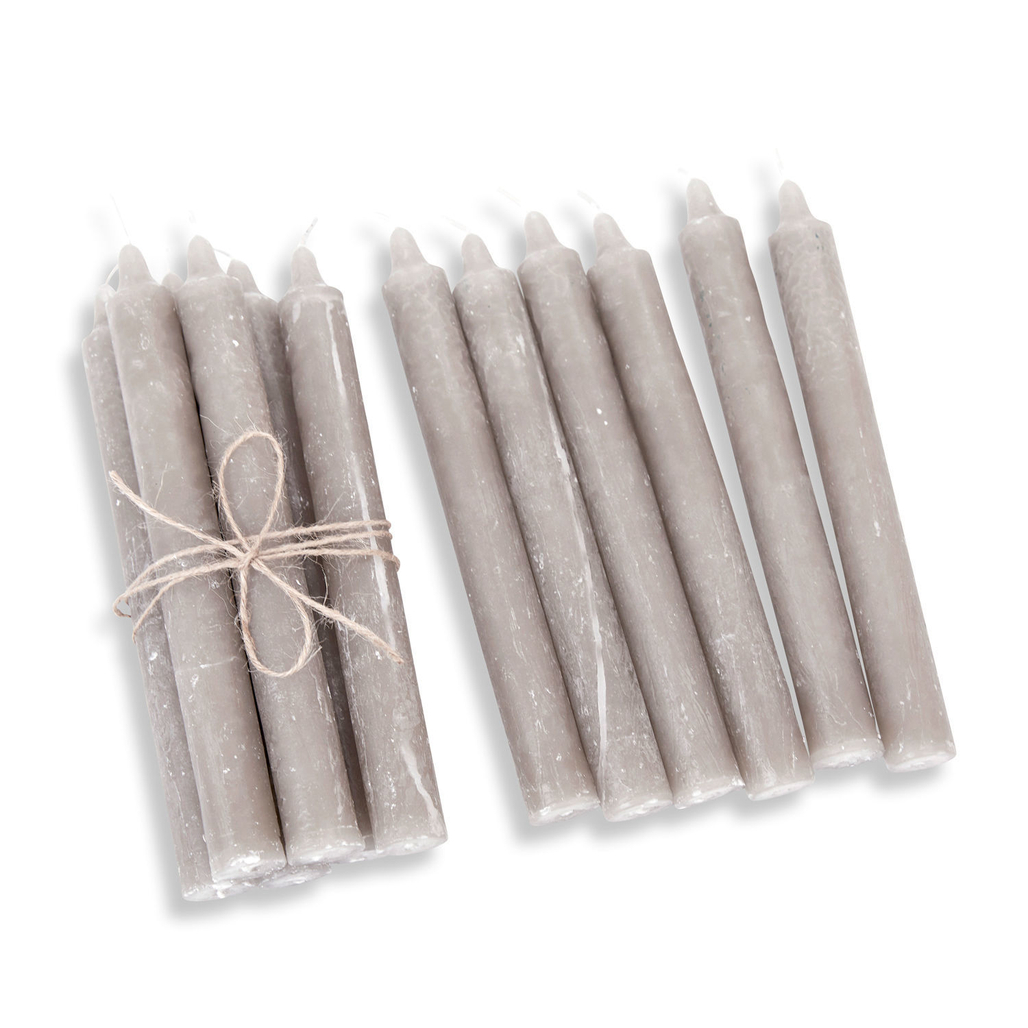 taupe Set van 12 taupekleurige kaarsen van was, sfeervolle woondecoratie en verlichting