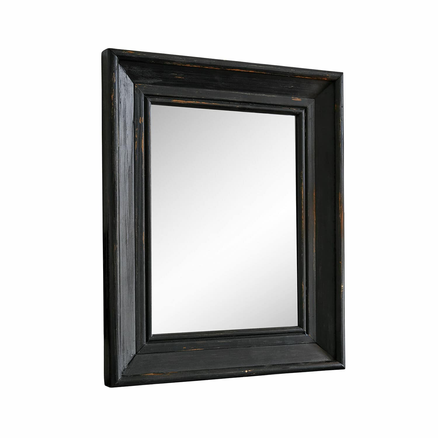 Miroir Orlise Miroir carré avec cadre en bois noir vieilli pour décoration intérieure élégante
