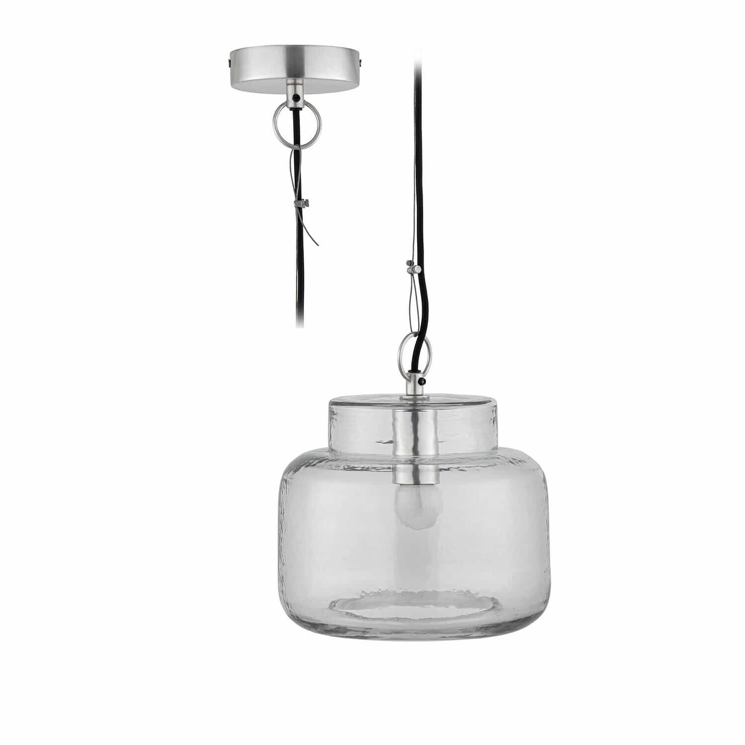 Suspension Vernadoux Suspension en verre transparent avec fixation métallique, luminaire moderne pour plafond intérieur