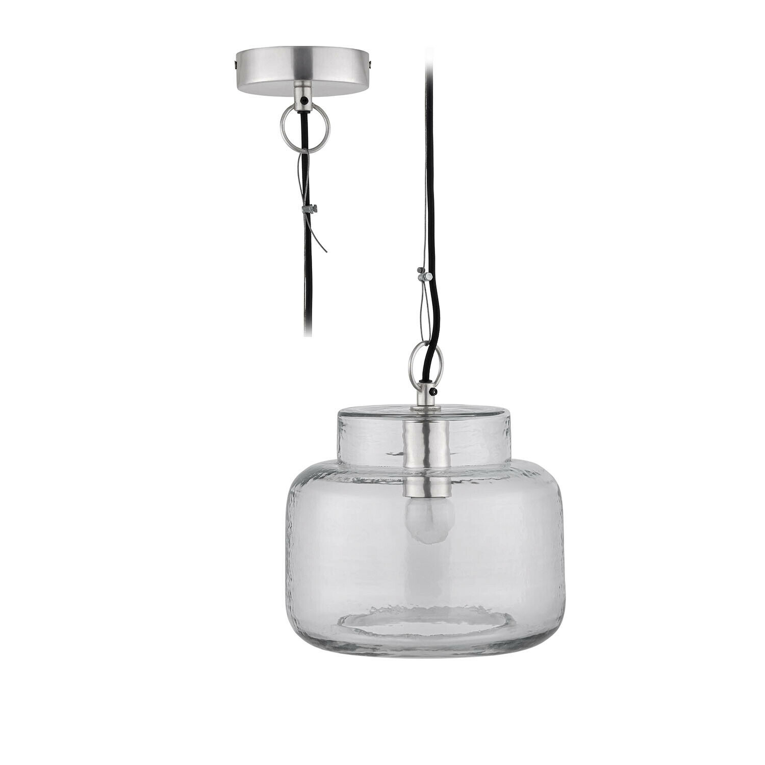 Suspension Vernadoux Suspension en verre transparent avec fixation métallique, luminaire moderne pour plafond intérieur