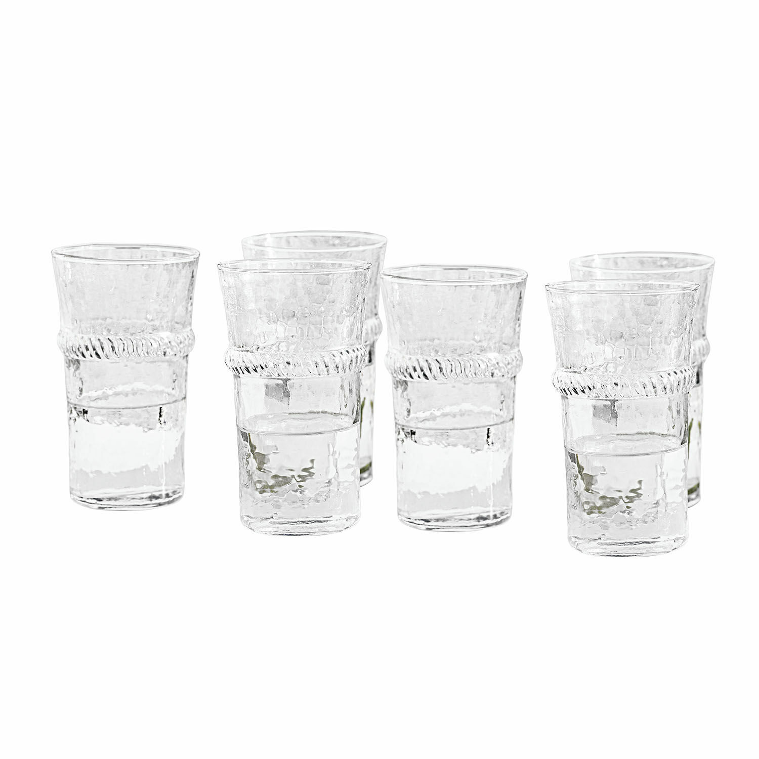 Lot de 6 verres Beiras Ensemble de six verres transparents avec motif décoratif et eau, verre décoratif pour la maison