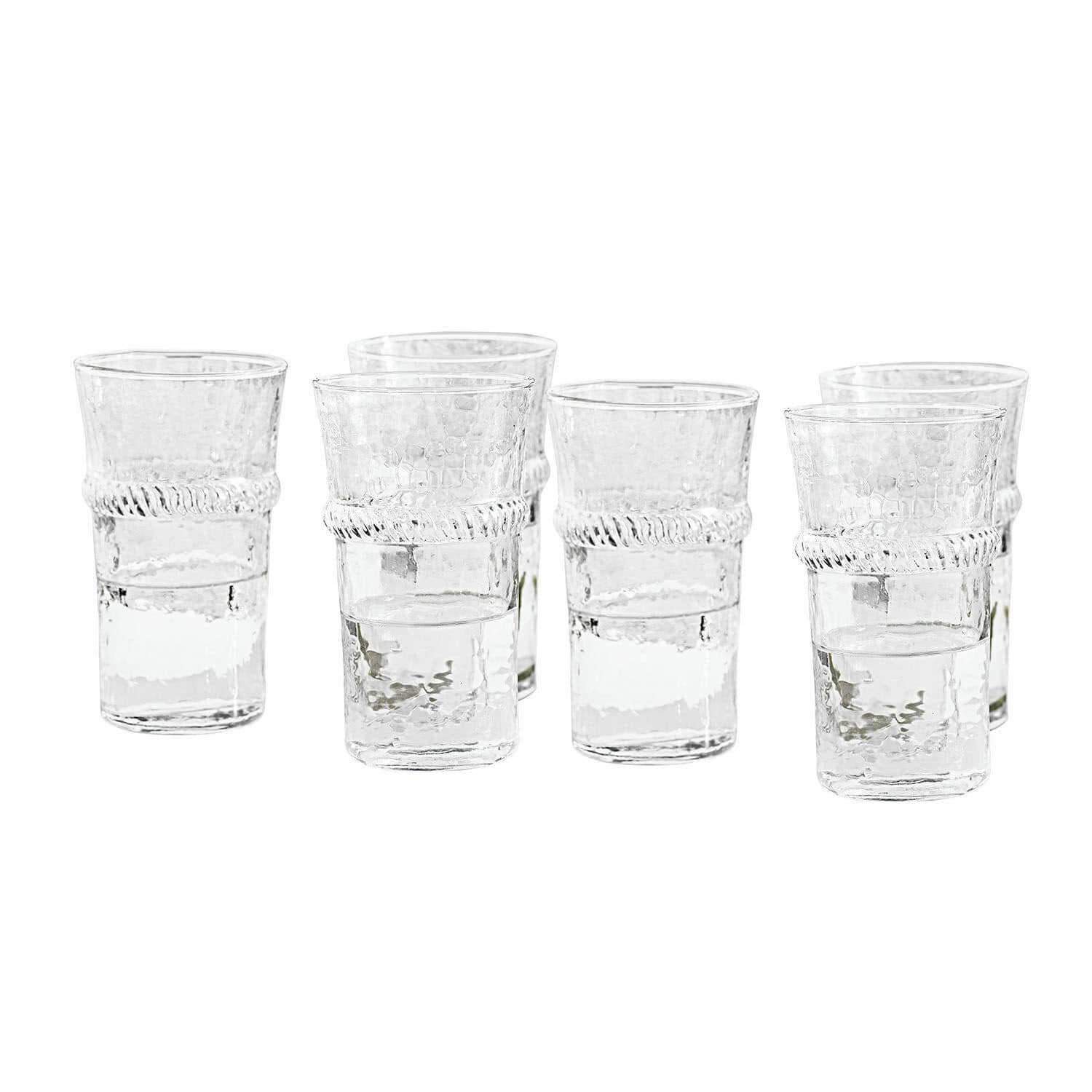 Lot de 6 verres Beiras Ensemble de six verres transparents avec motif décoratif et eau, verre décoratif pour la maison