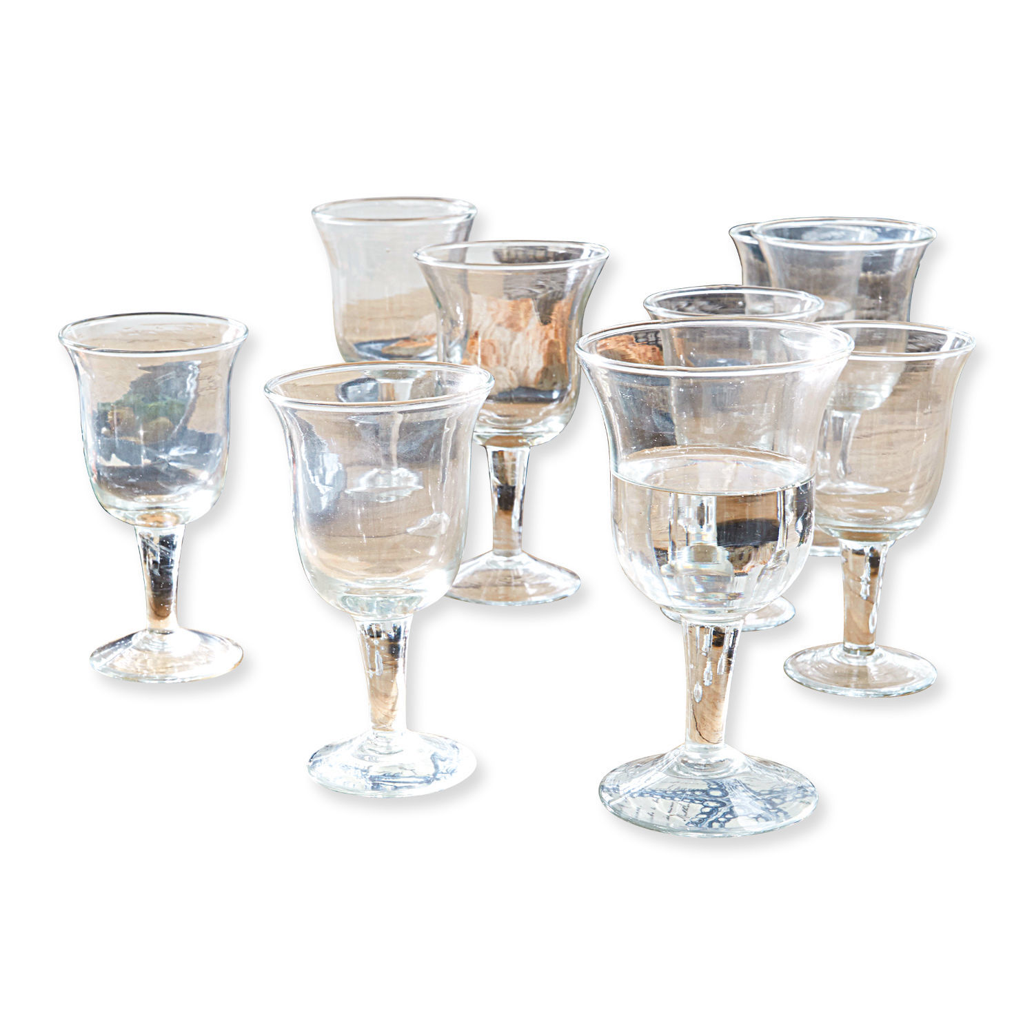 Glas set van 12 Antrim Set van acht transparante glazen op steel van glas, elegante drinkglazen voor thuis