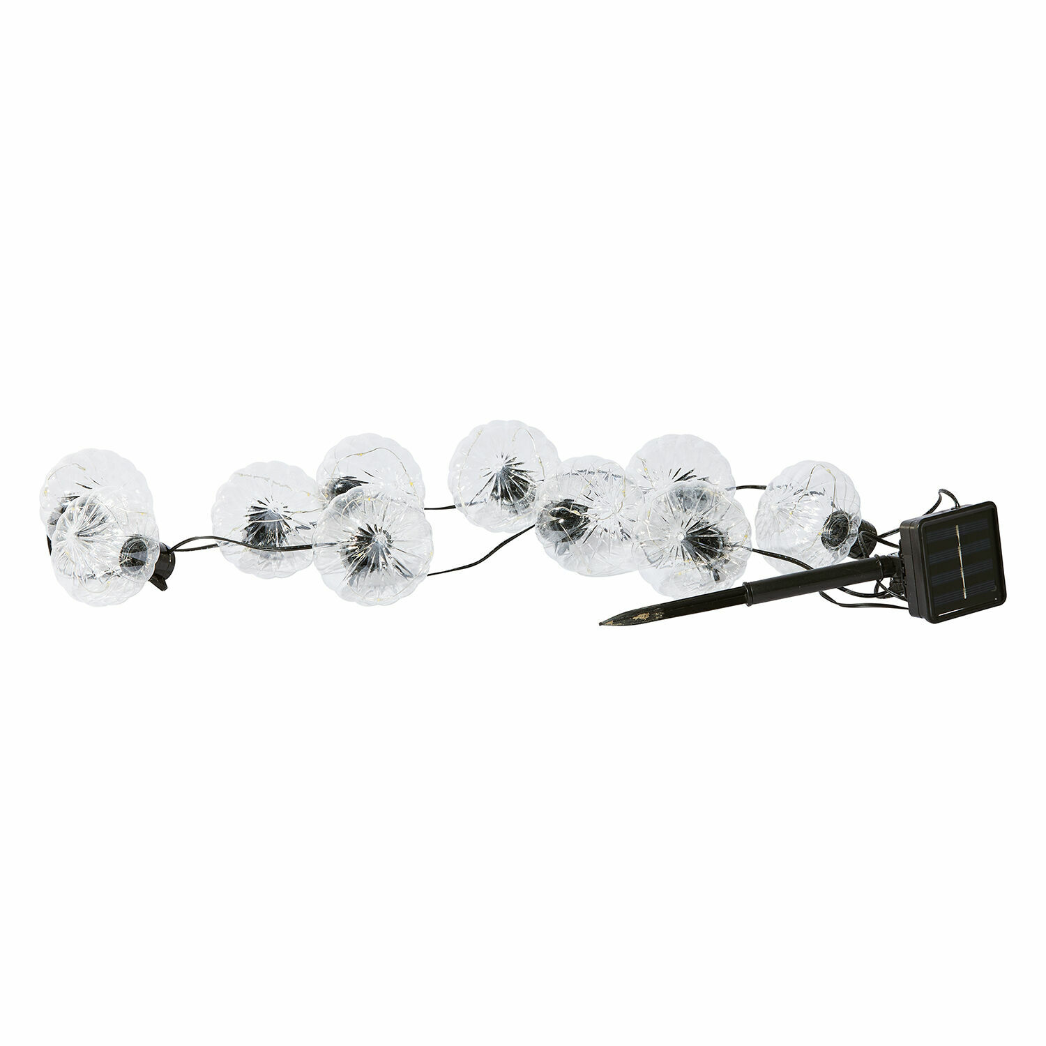 Lichtsnoer op zonne-energie Lunda Sul Zonne-lichtsnoer met 10 transparante lampionnen, zwarte kabel en zonnepaneel voor tuin