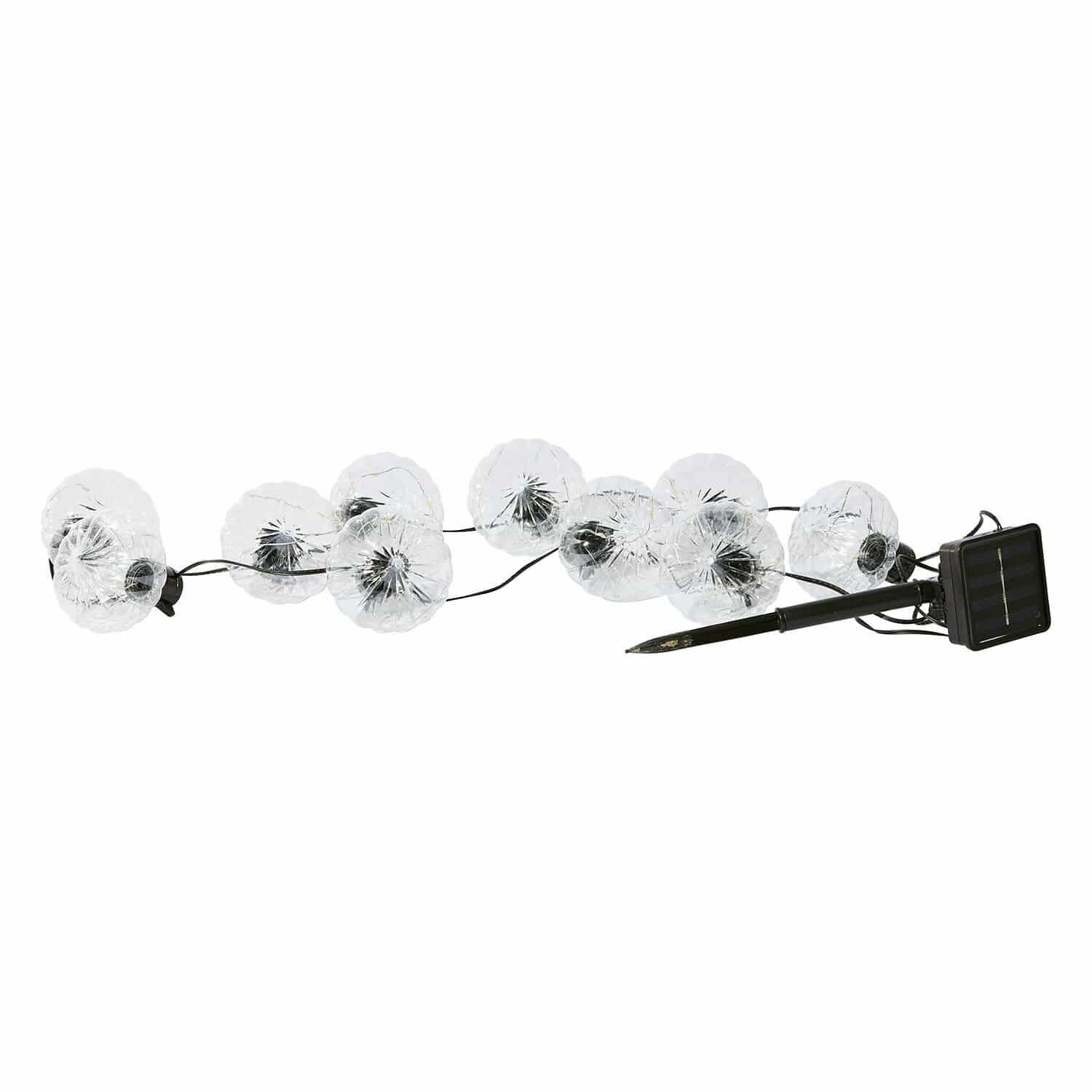 Guirlande lumineuse solaire Lunda Sul Guirlande solaire de 10 lanternes transparentes avec câble noir et panneau solaire pour jardin