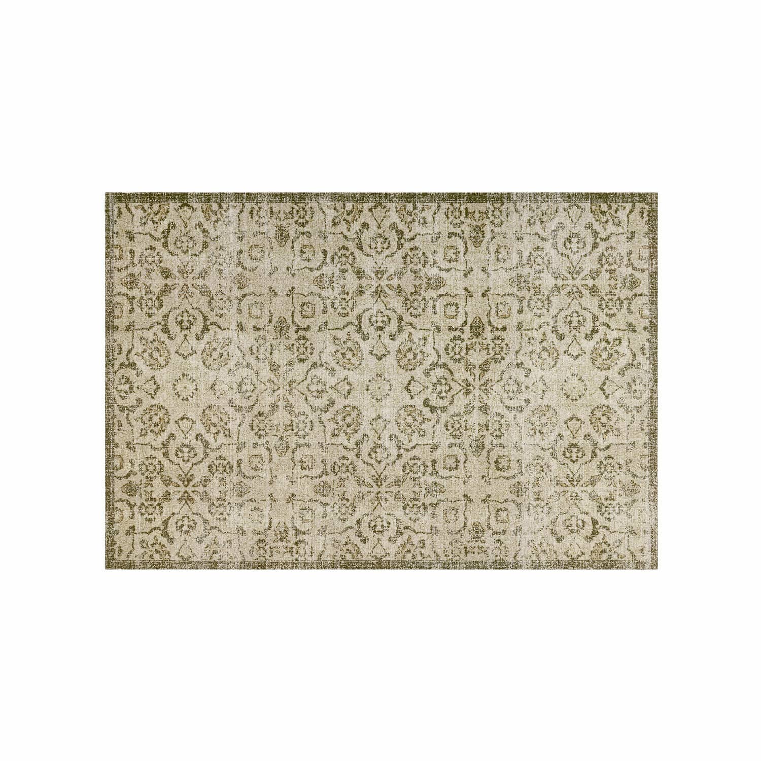 Vloerkleed Calperino Vintage vloerkleed met beige-groen patroon, stijlvolle woonkamerdécoratie