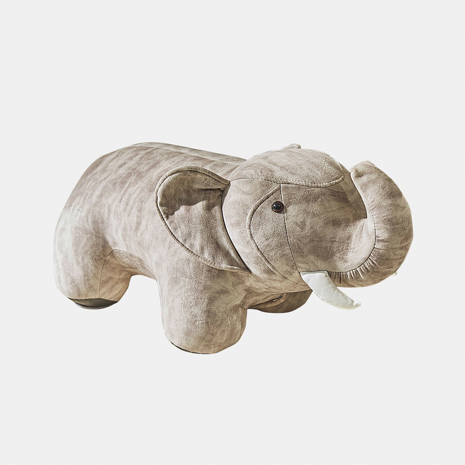 Zitdier Bellyboo Grijze olifantenpoef van zachte stof, decoratief zitmeubel voor kinderkamer