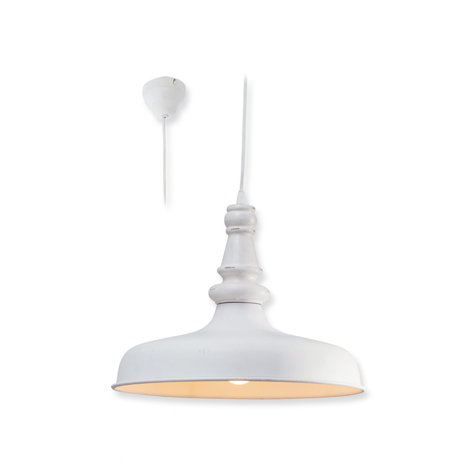 Suspension Camryn Suspension en métal blanc avec tige décorative, éclairage moderne pour salon ou cuisine