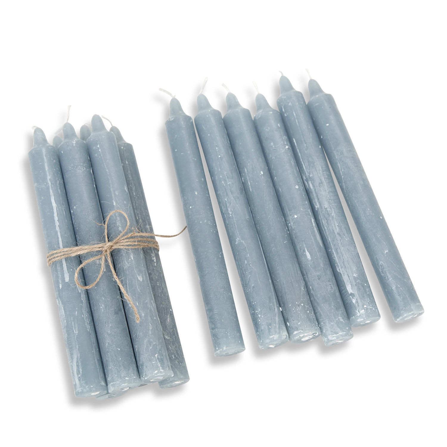 grijsblauw Set van 12 Bauceau grijsblauwe kaarsen van natuurlijke was voor interieurdecoratie