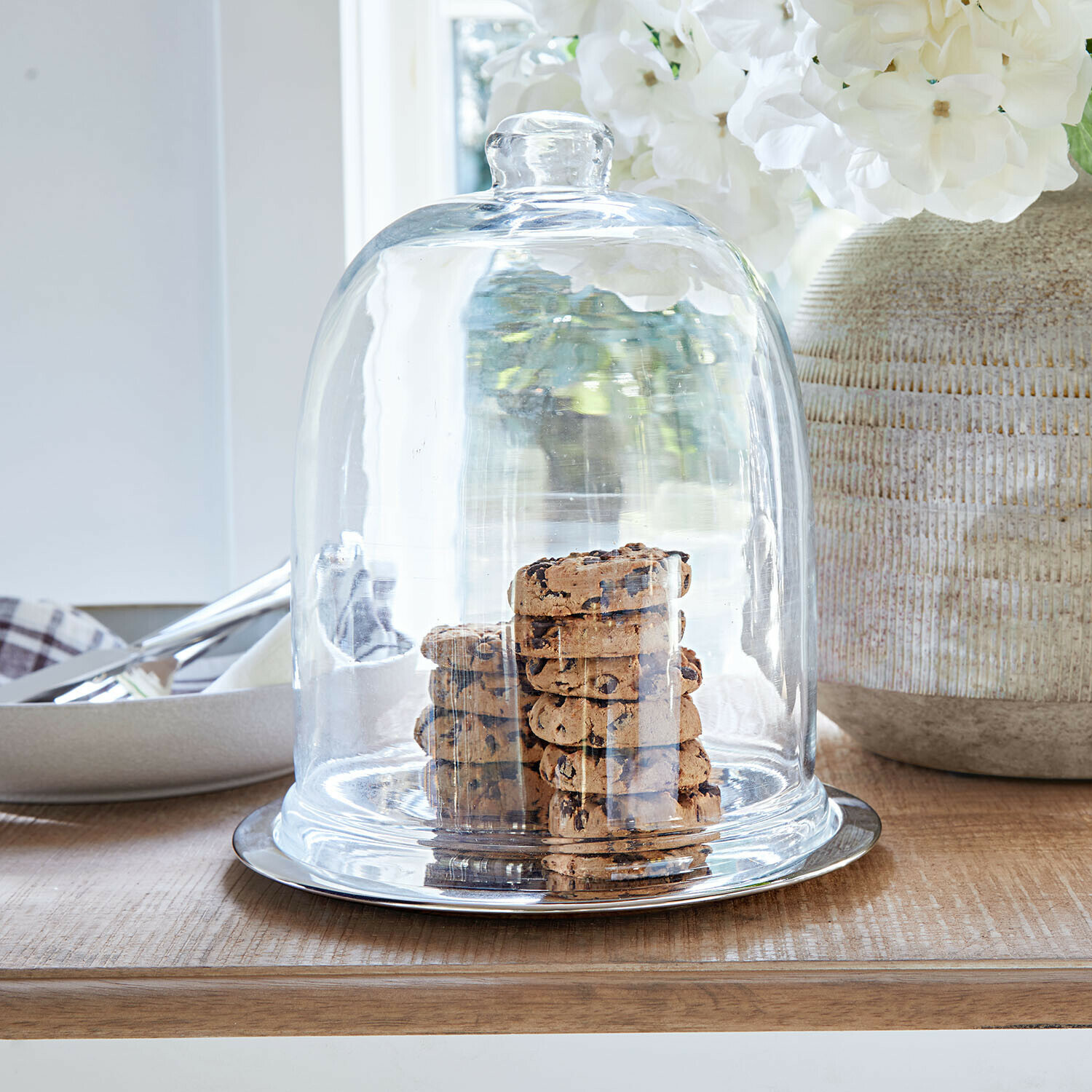 Cloche en verre avec plateau Chardonne