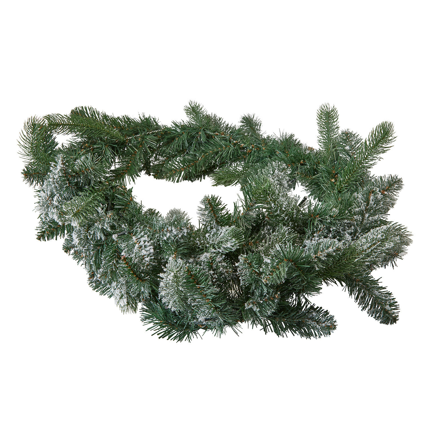 Groen-witte LED-guirlande met sneeuw effect, kerstdecoratie van dennentakken