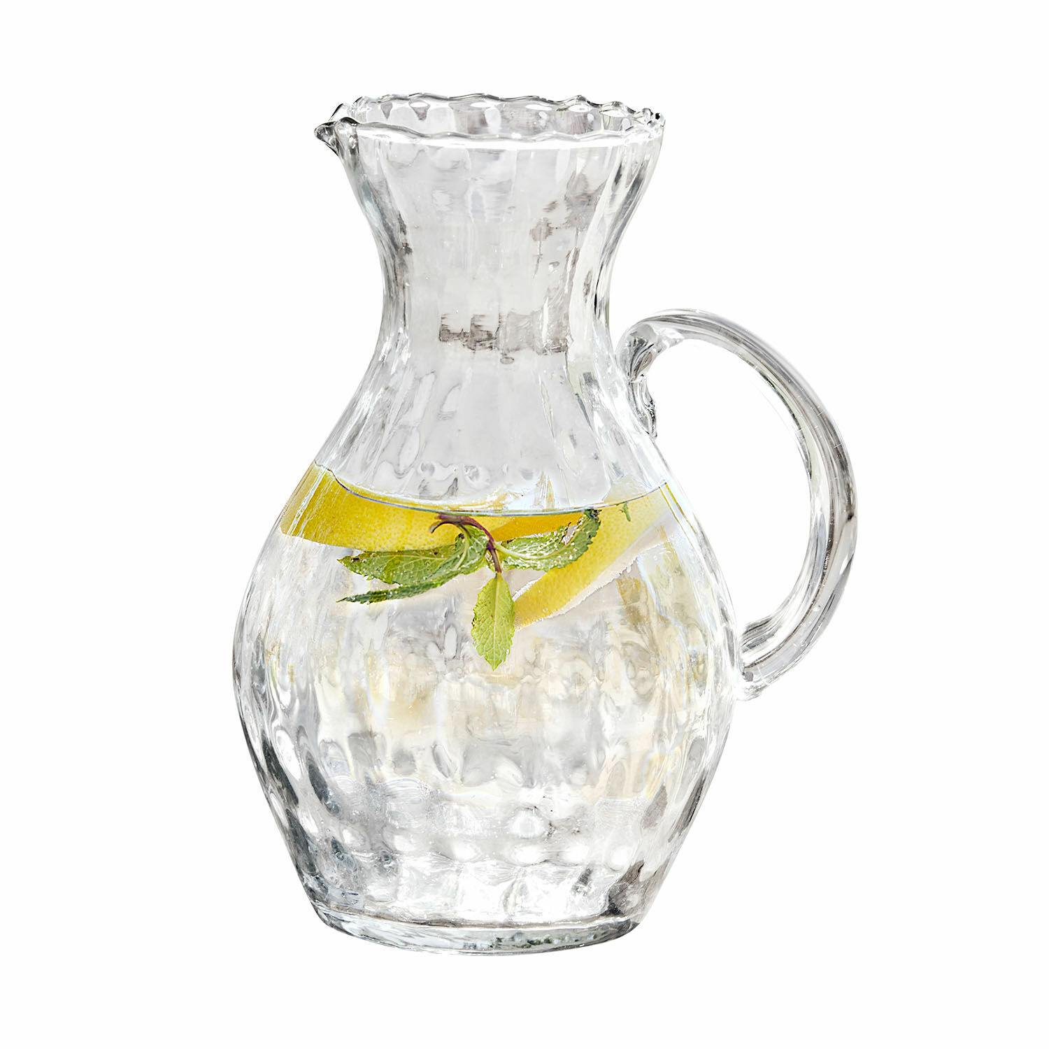 Carafe Bourgavin Carafe en verre texturé remplie d'eau avec tranche de citron et menthe, pour servir des boissons