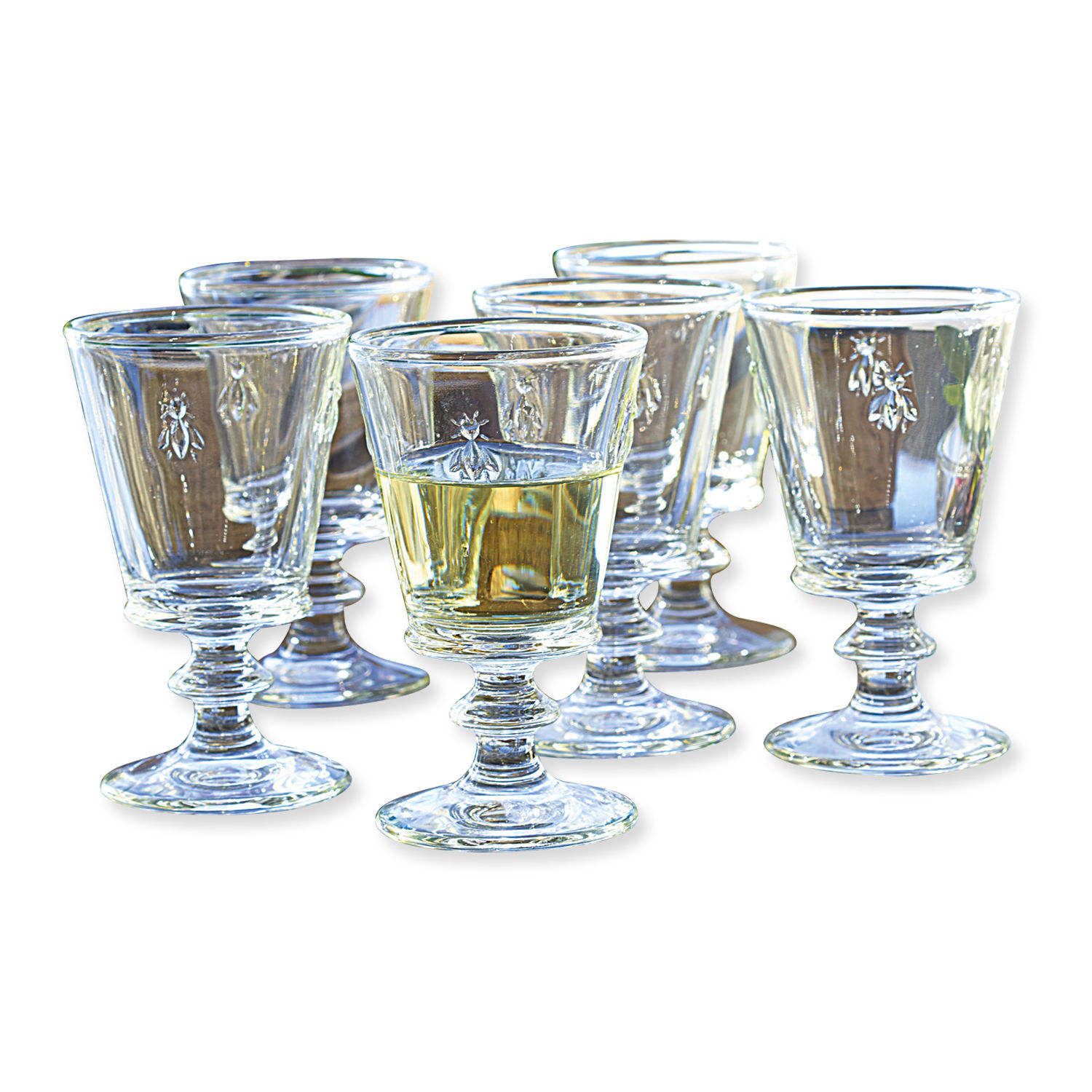 Wijnglas set van 6 Puttigny Set van zes transparante glazen met insectendecoratie, perfect om dranken te serveren.
