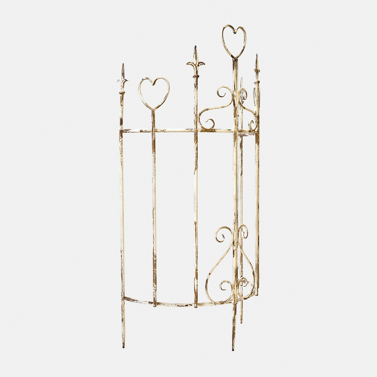 Support en métal blanc vieilli avec décorations en forme de cœur pour décoration intérieure