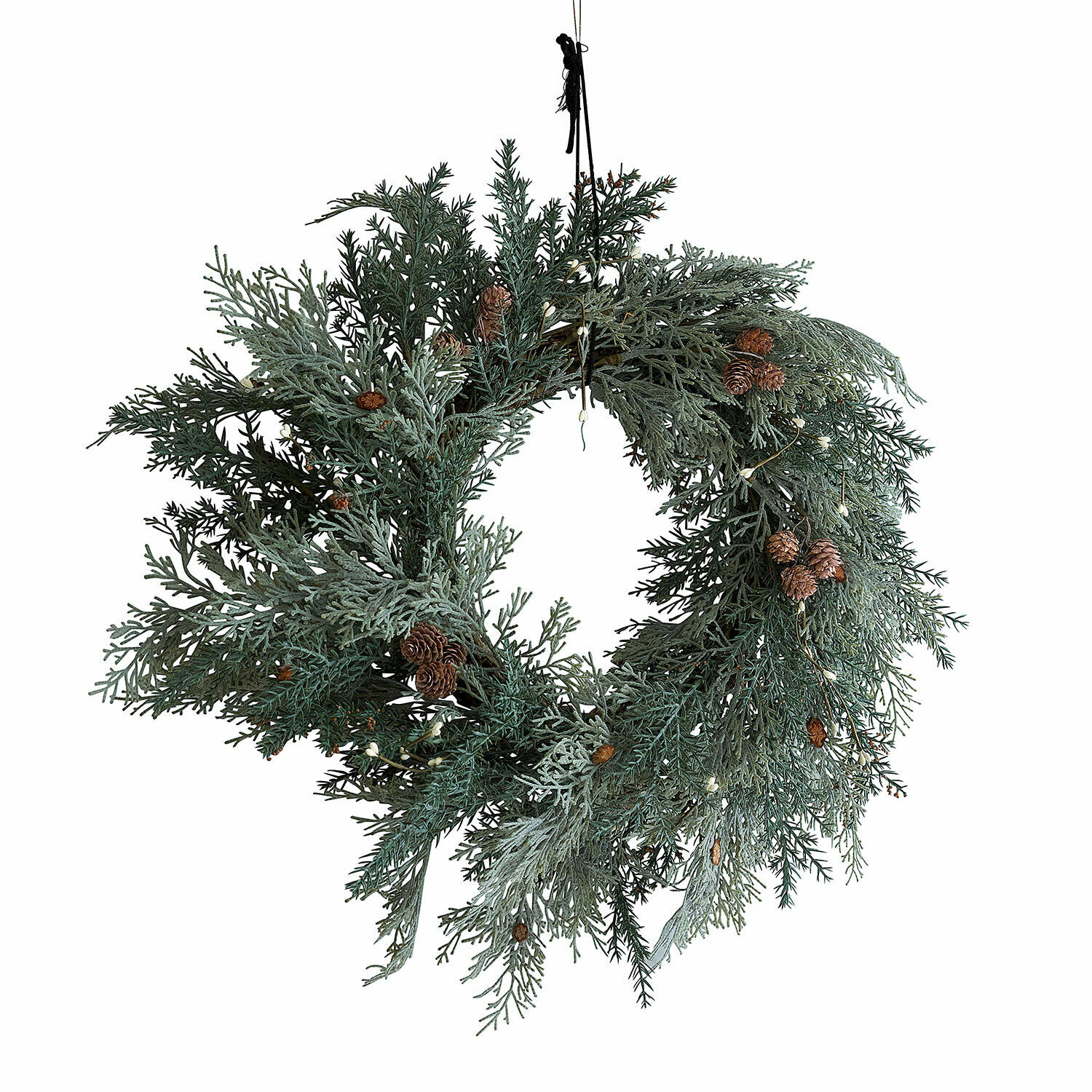 Couronne Privena Couronne de Noël en branches vertes avec pommes de pin, décoration festive pour porte
