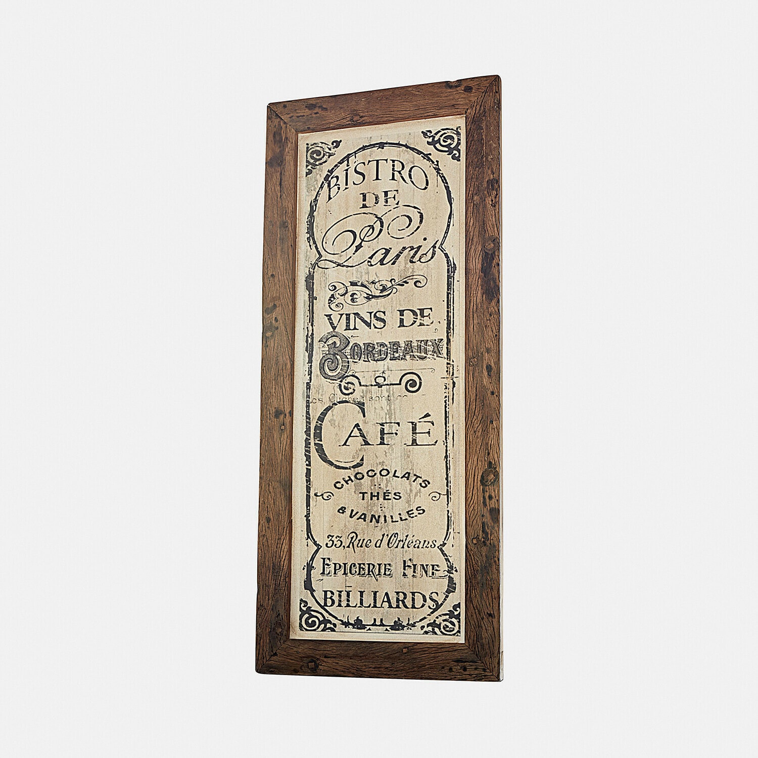 Wanddecoratie Jolivard Houten lijst met decoratieve vintage bistro tekst in bruin en beige voor wanddecoratie