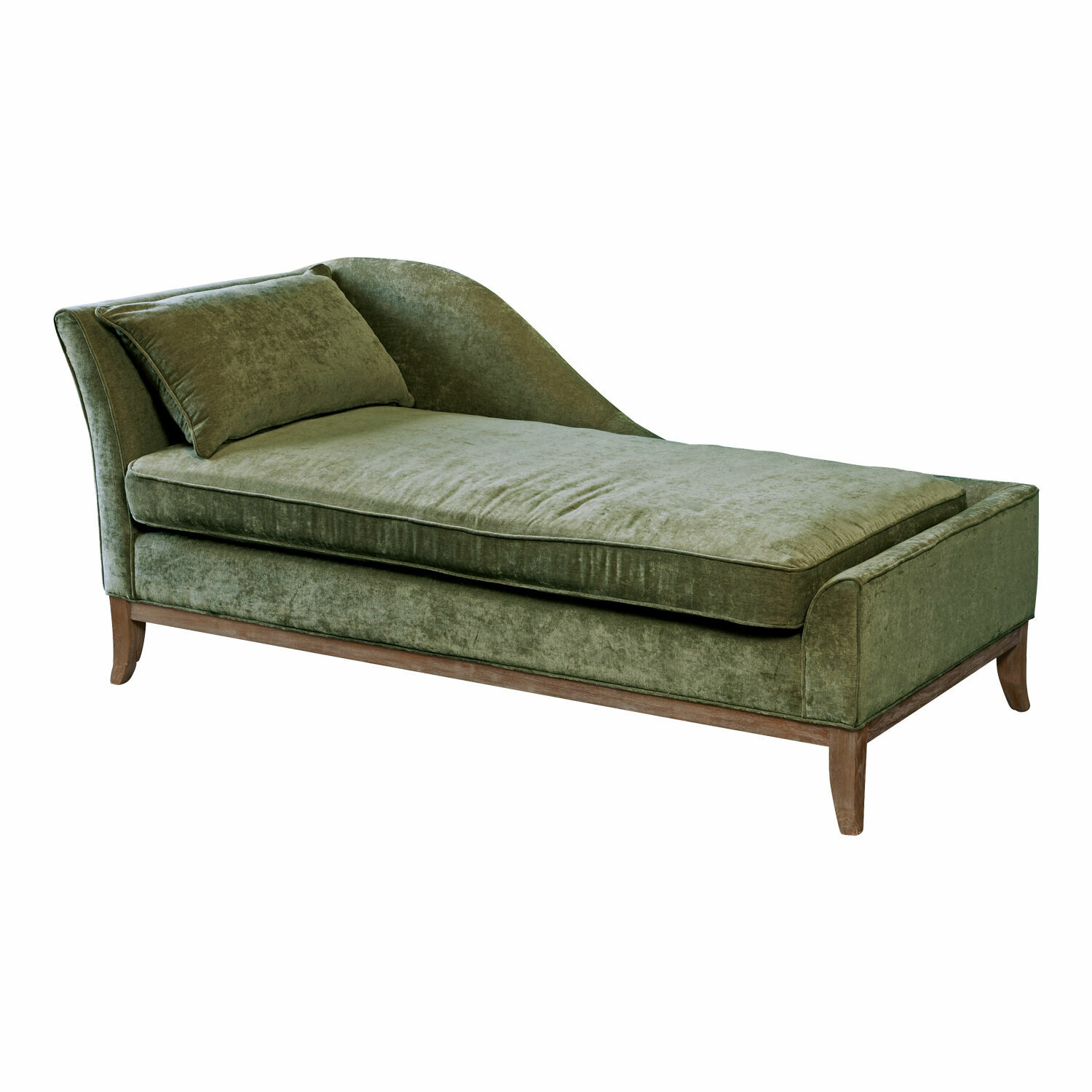 groen Groene Alphonse chaise longue van zachte fluweelstof met houten onderstel voor woonkamer