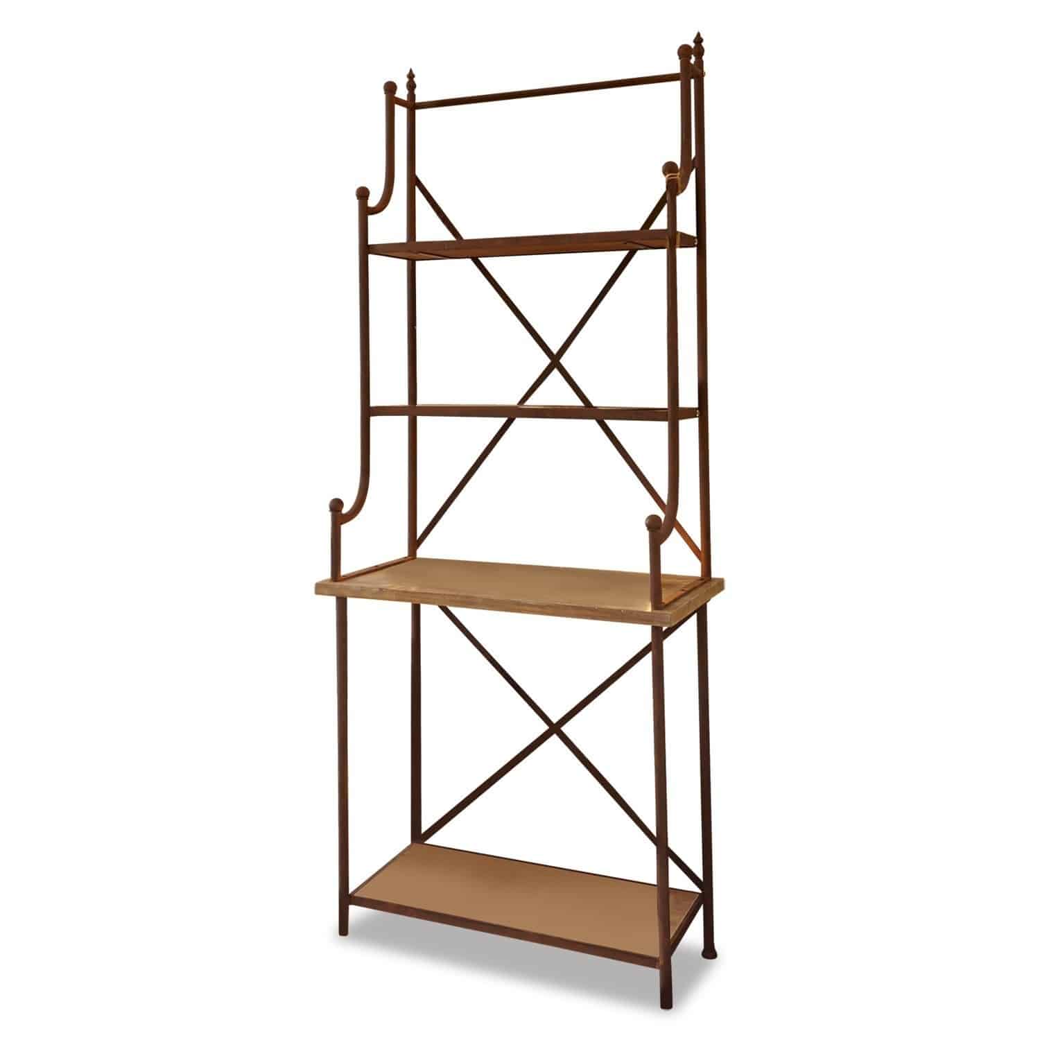 Rek Newton Bruine metalen kast met drie planken voor opslag en interieurdecoratie