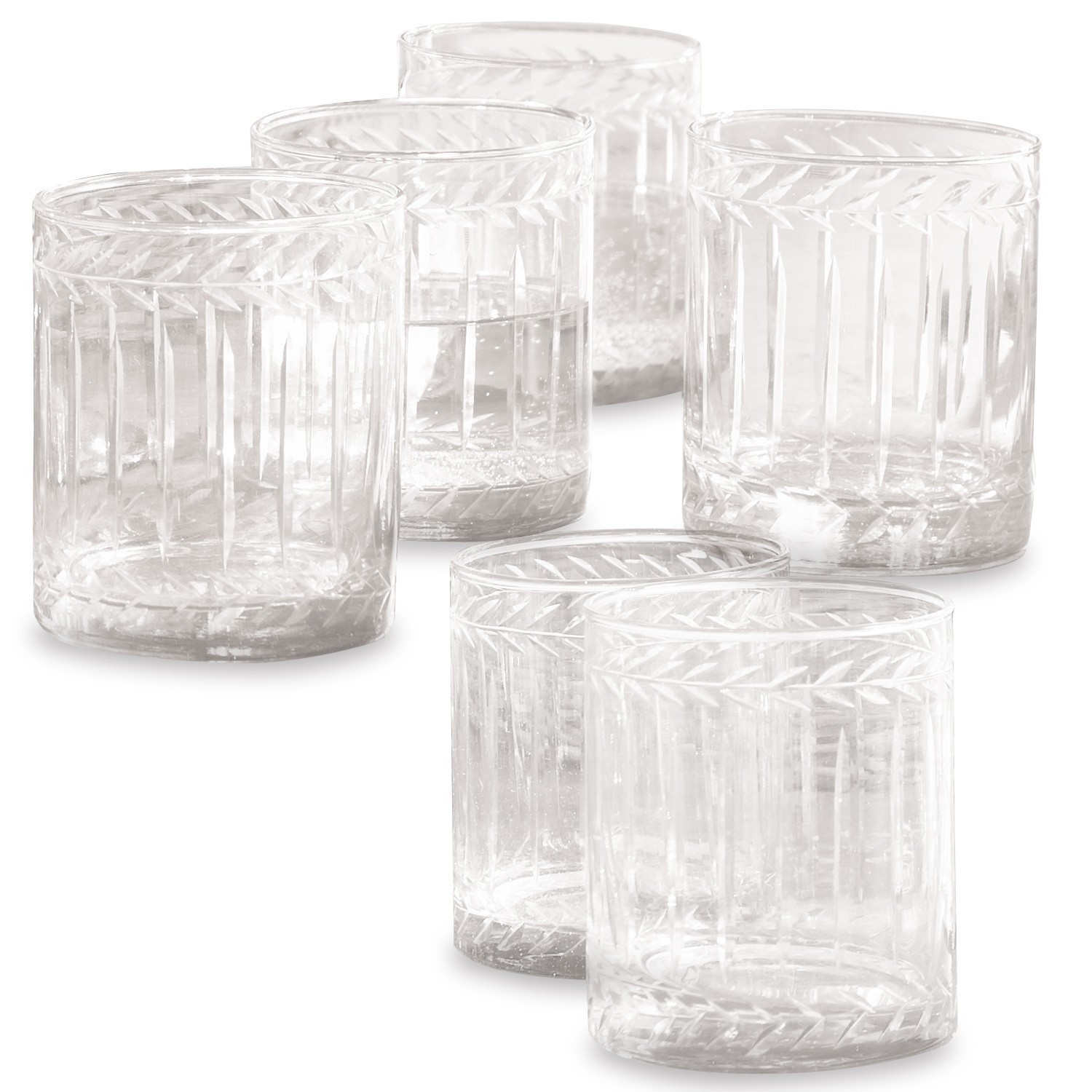 Lot de 6 verres Padiès Ensemble de six verres transparents avec motif décoratif en verre pour boissons