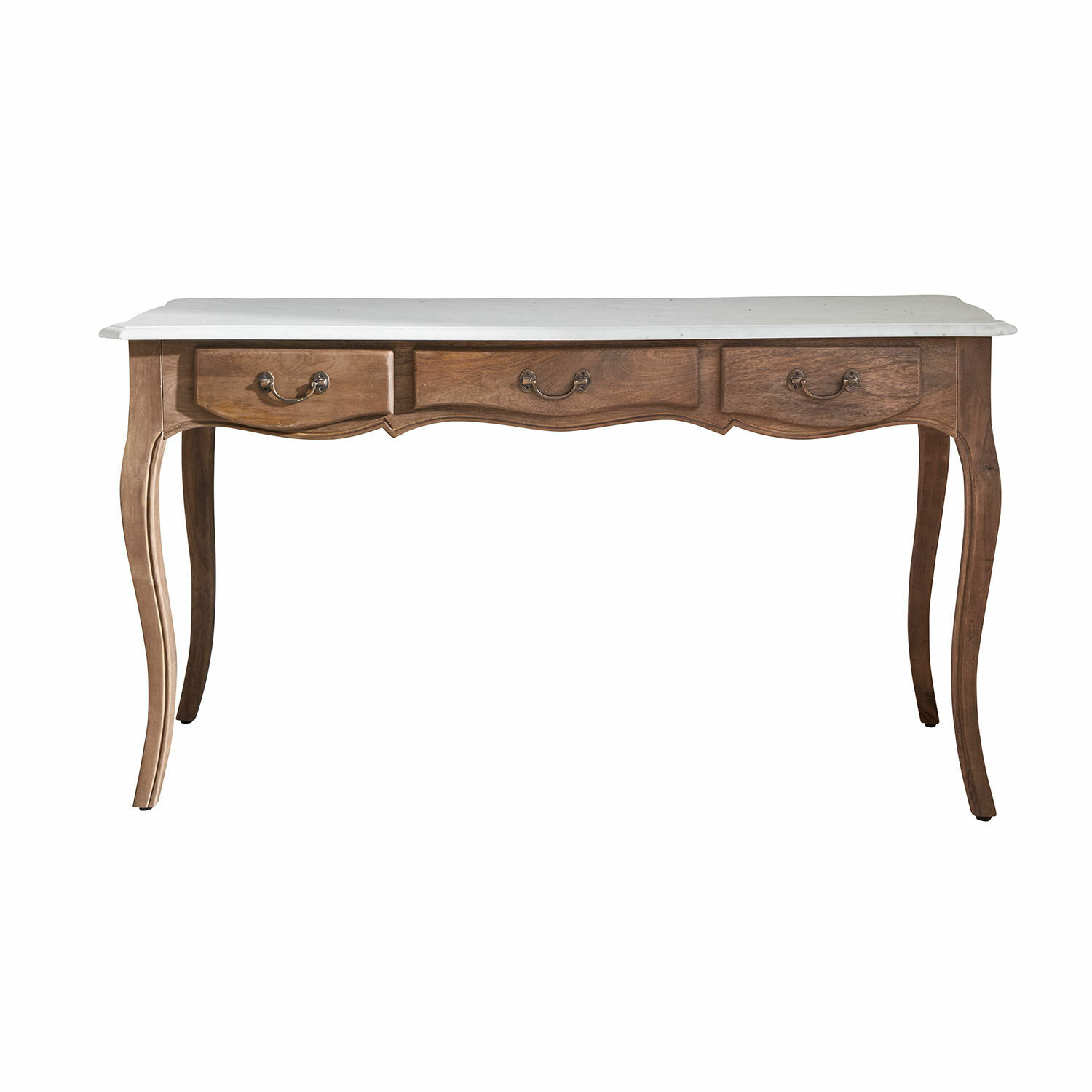 Bureau Whittlesey Klassiek bureau met houten onderstel en wit marmeren blad, elegante meubel voor woonkamer