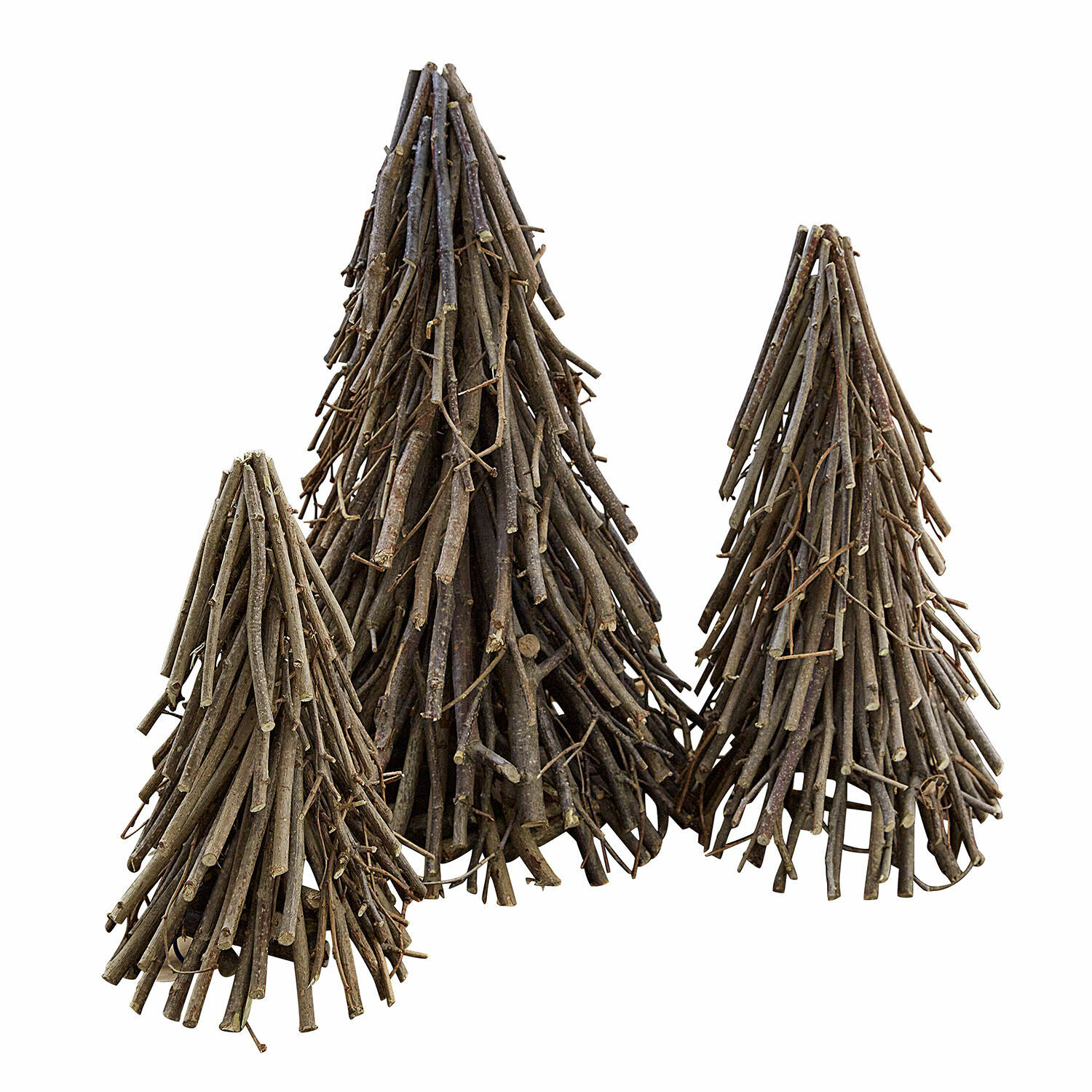 Lot de 3 sapins décoratifs Orilev Cônes décoratifs en branches naturelles brunes pour décoration intérieure et jardin