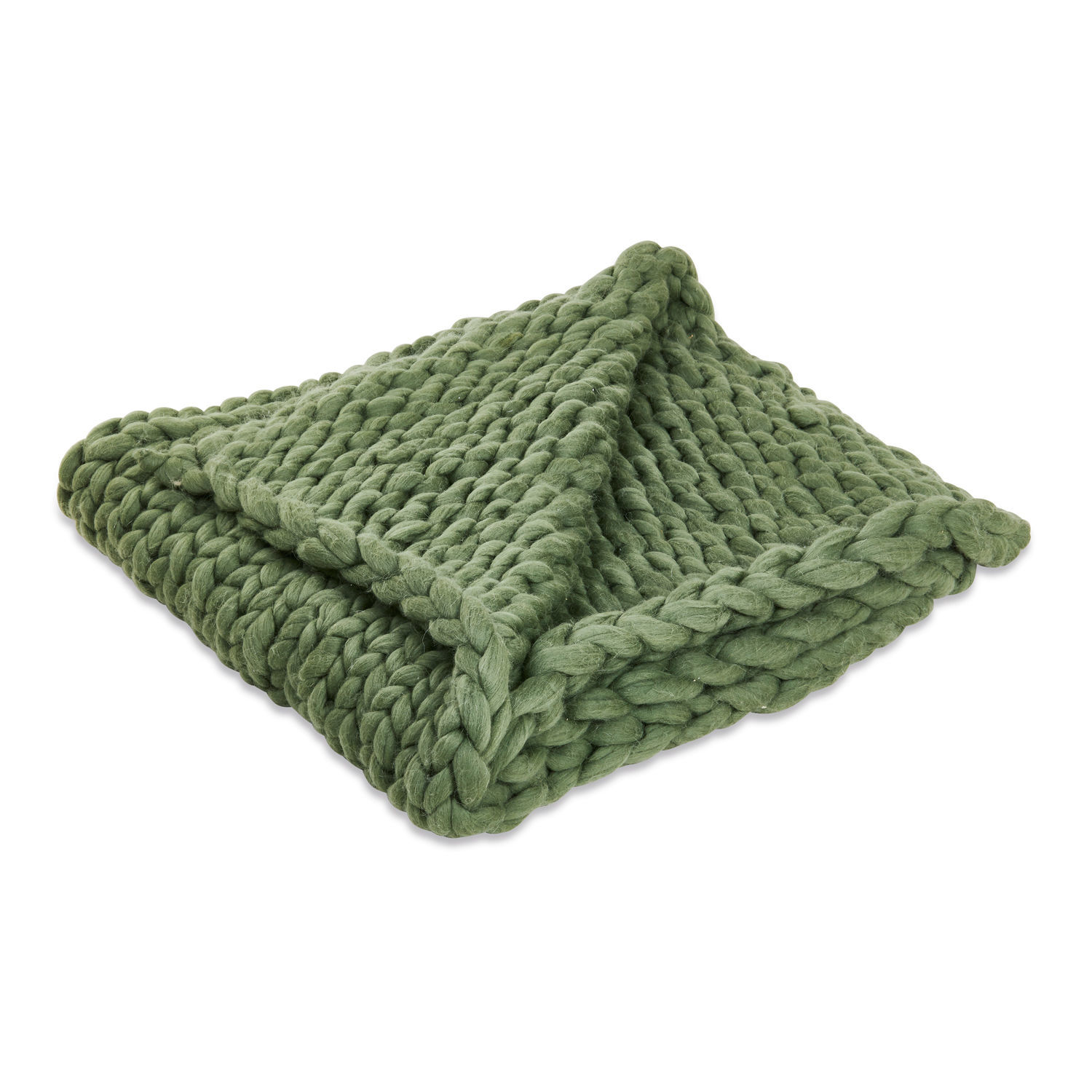 Plaid Reidous Plaid épais vert en grosse maille douce, parfait pour la décoration intérieure et le confort