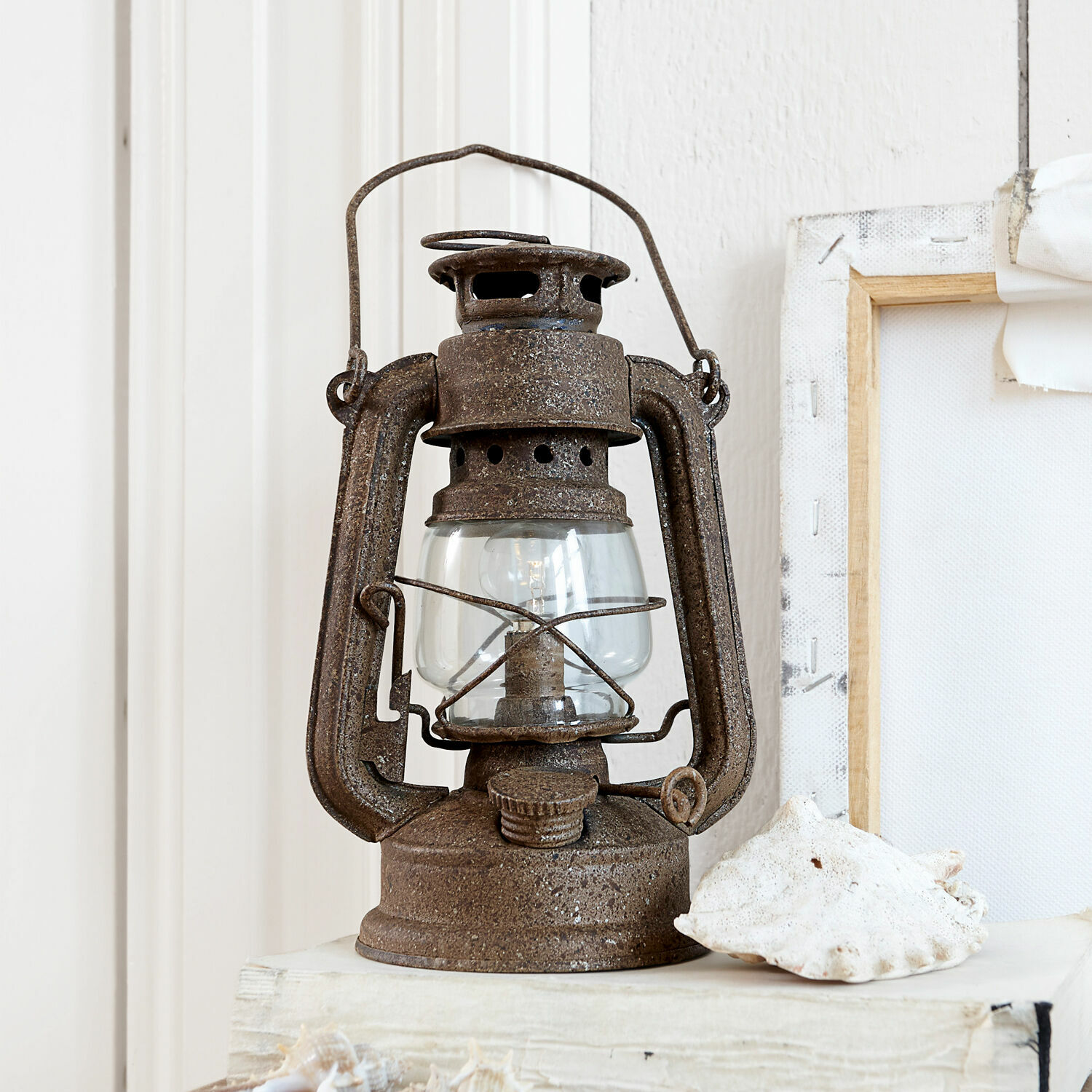 Ledlantaarn Oxcroft Rustieke bruine metalen olielamp voor vintage interieurdecoratie