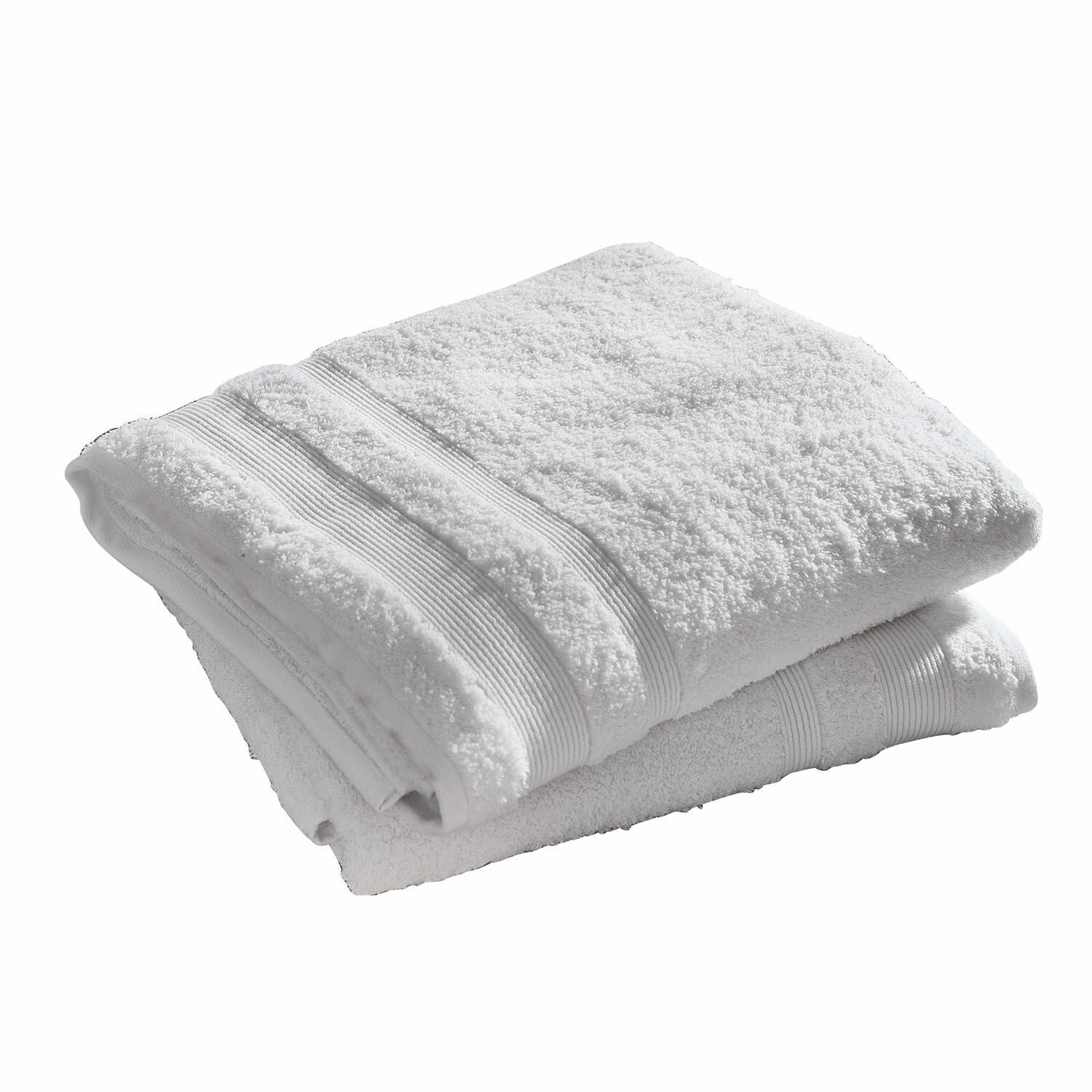 Lot de 2 draps de bain Bourogne Serviettes de bain blanches en coton avec bande décorative, douces et absorbantes pour salle de bain
