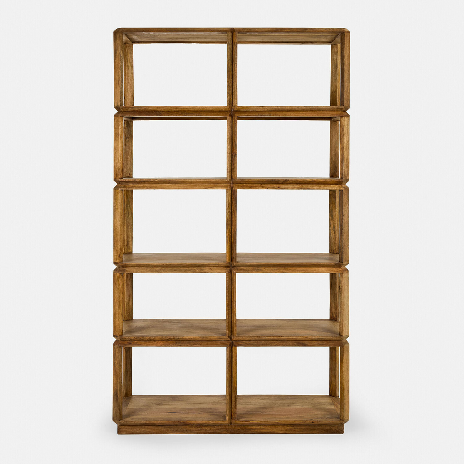 Open kast Inverly Houten kast in natuurlijke bruine kleur met zes vakken voor opslag en decoratie