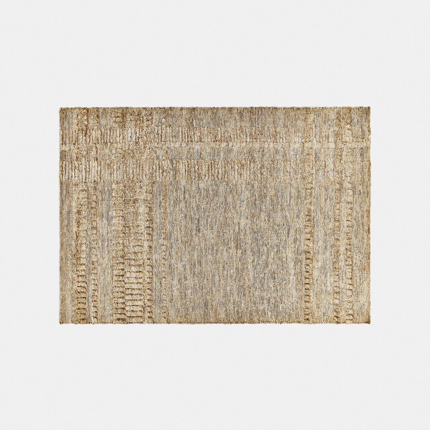 Vloerkleed Lorianza Beige vloerkleed van natuurlijke vezels met gestructureerd patroon, geschikt voor moderne interieurs