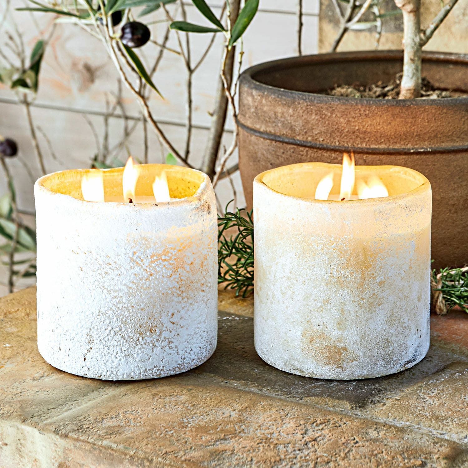 Lot de 2 photophores avec bougies Caladia