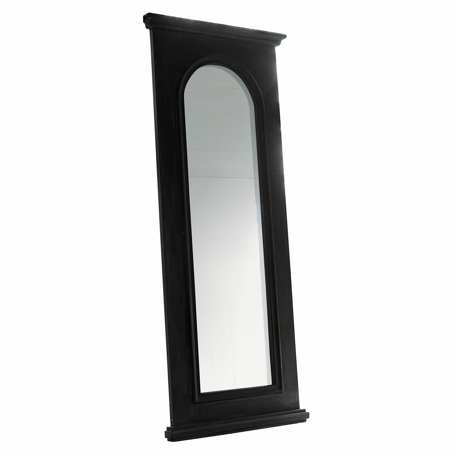 Miroir Timbercrest Miroir sur pied en bois noir avec cadre arrondi en haut pour décoration intérieure élégante