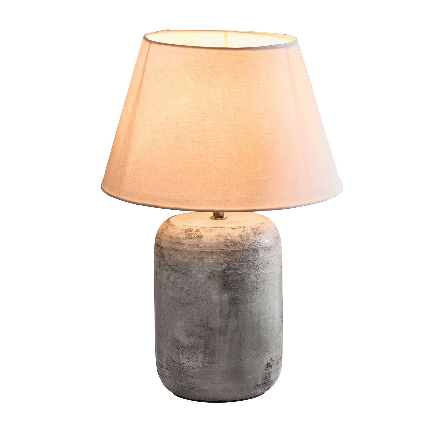 Lampe de table avec base en béton et abat-jour crème, design moderne pour salon
