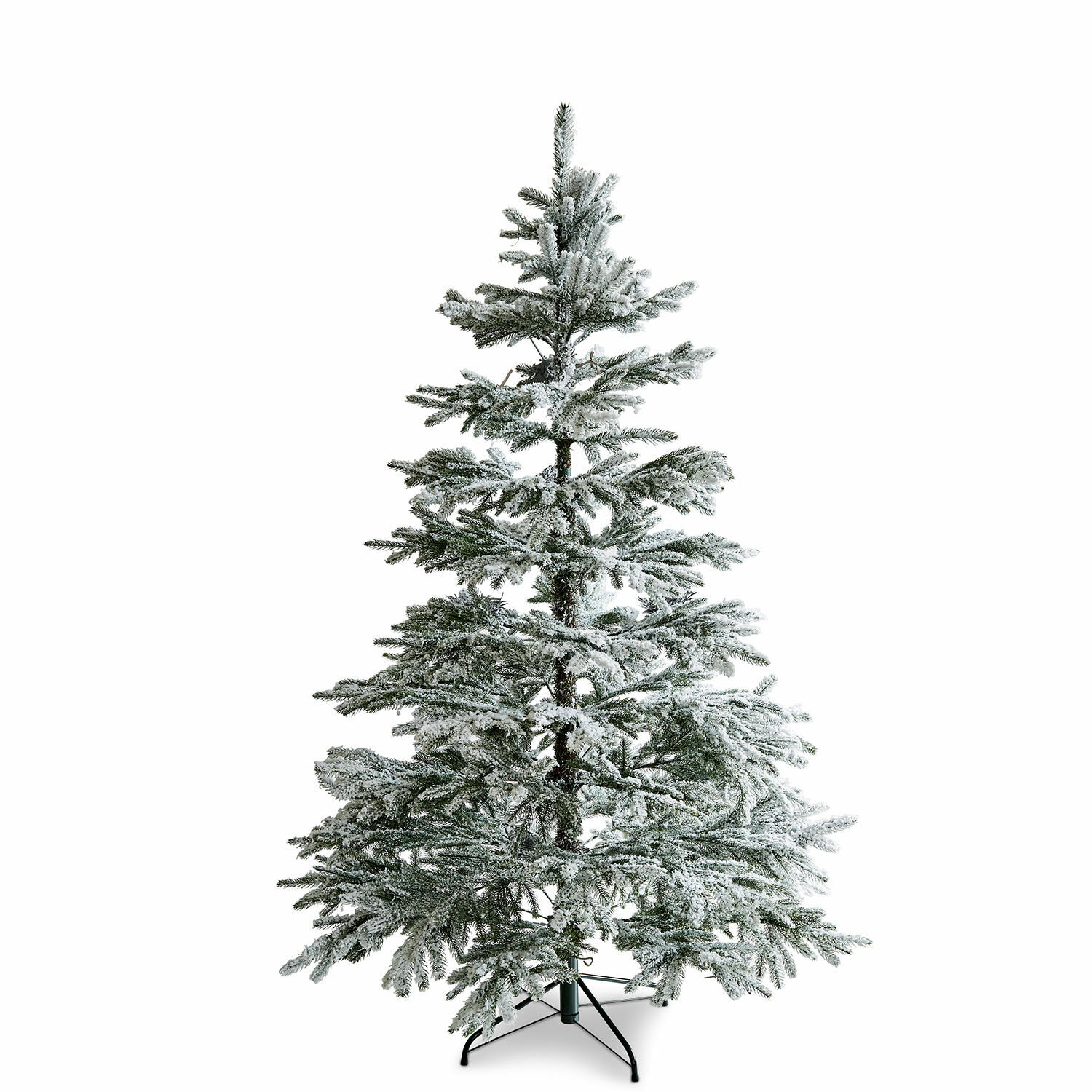 Kerstboom Lokossa Kunstkerstboom met groene takken bedekt met nepsneeuw op metalen standaard