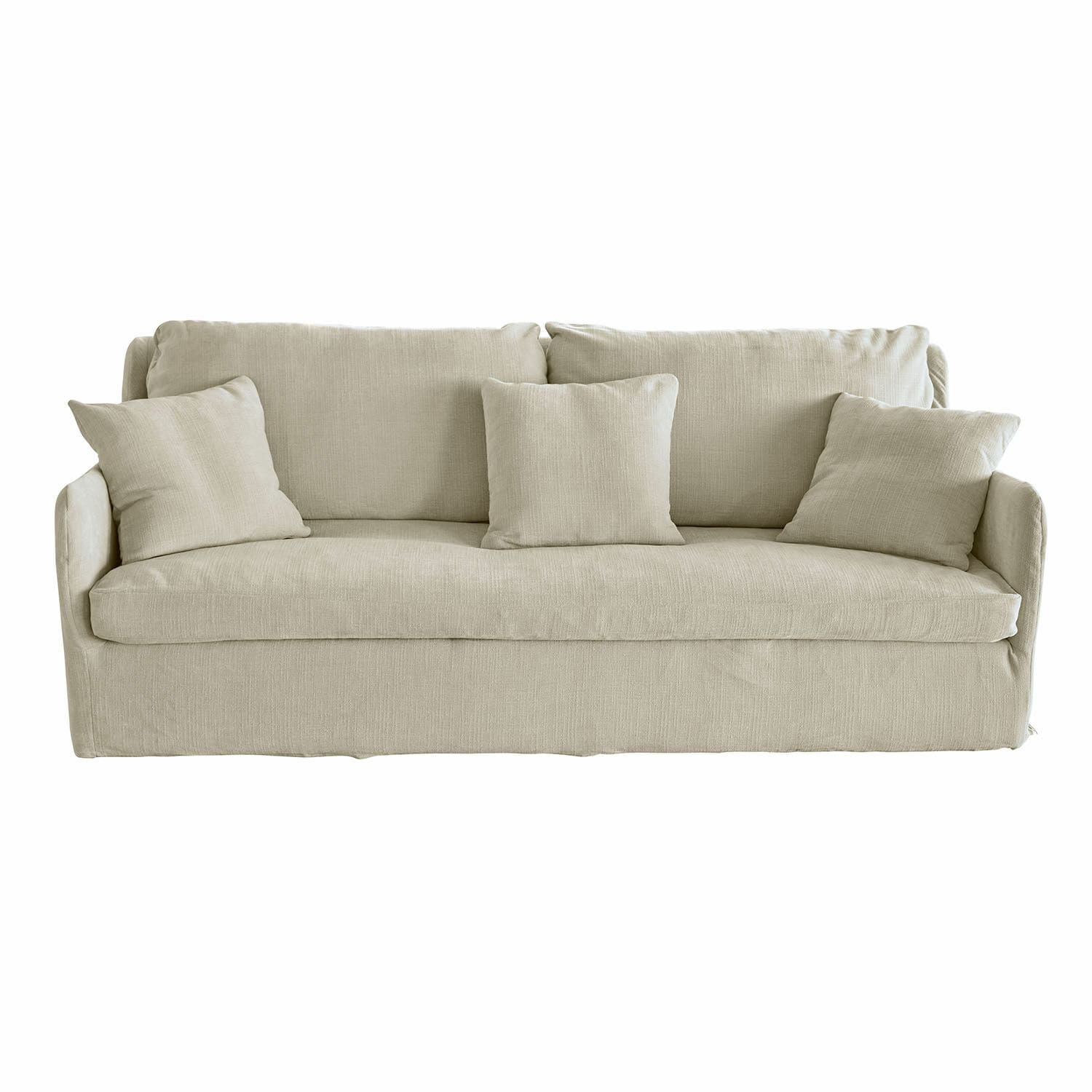 Beige Shadowfield stoffen bank met drie kussens, comfortabel en stijlvol voor woonkamer